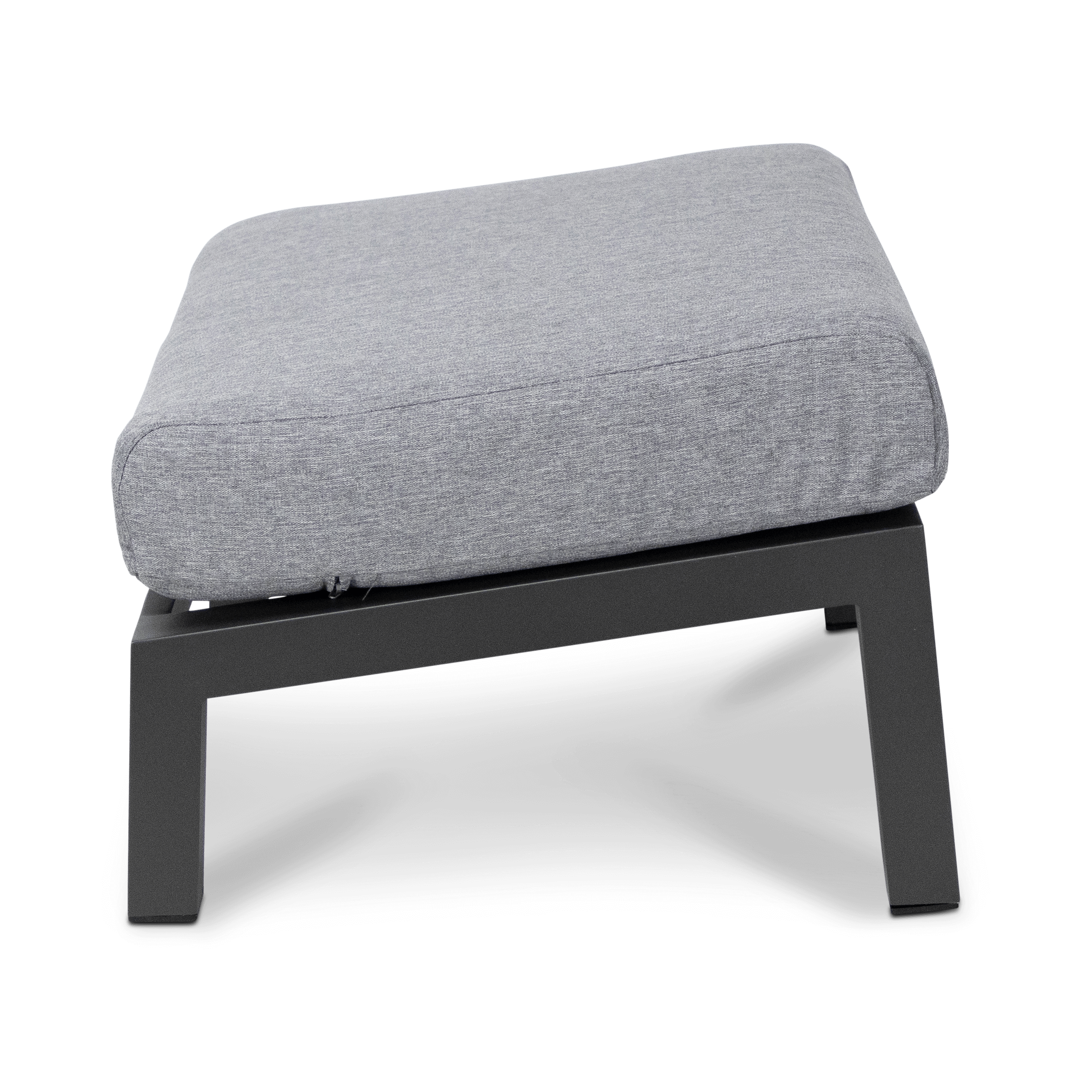San Sebastian Foot Stool in Gunmetal with Platinum Olefin Cushions
