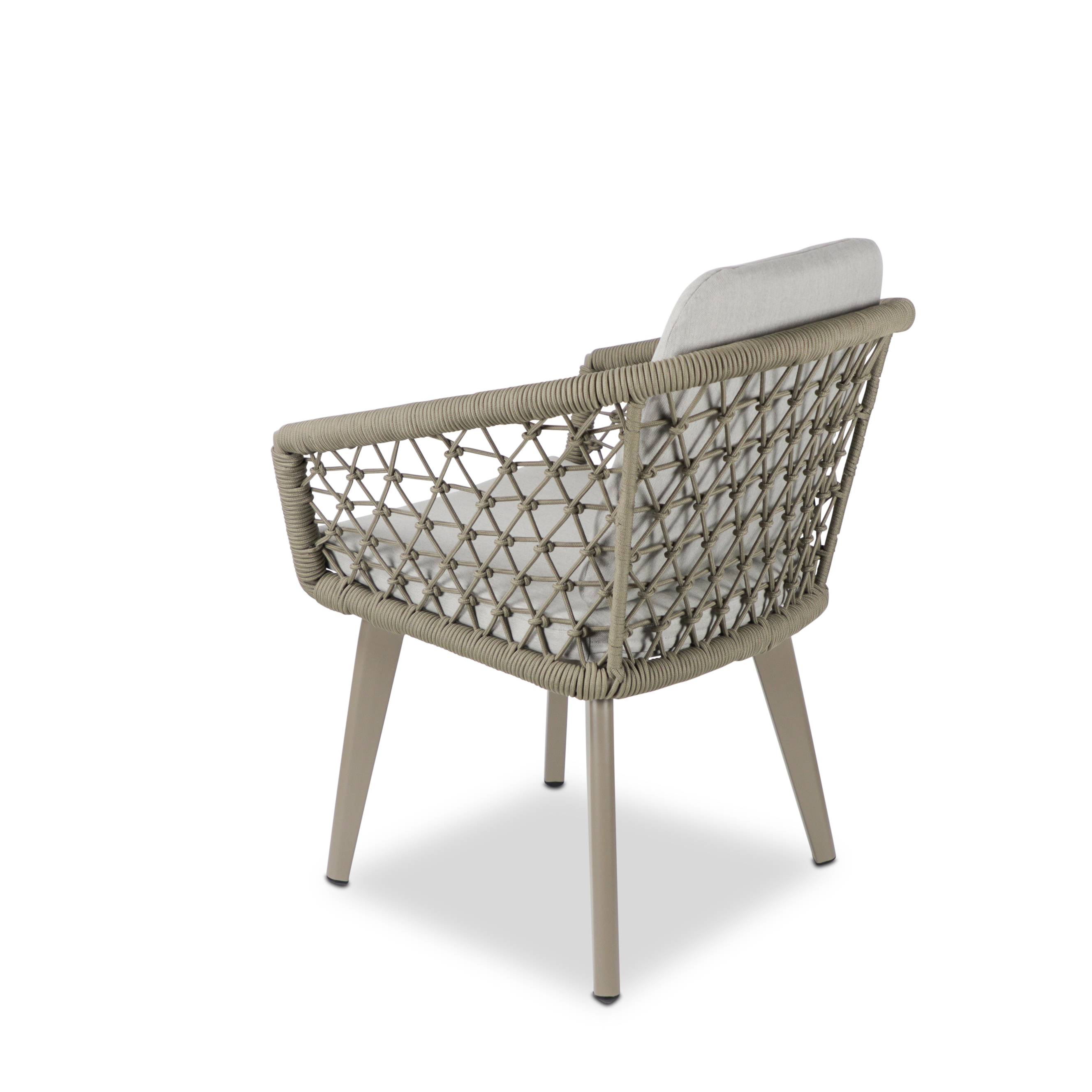 Antigua Dining Chair in Taupe with Dune Cushions and Rope