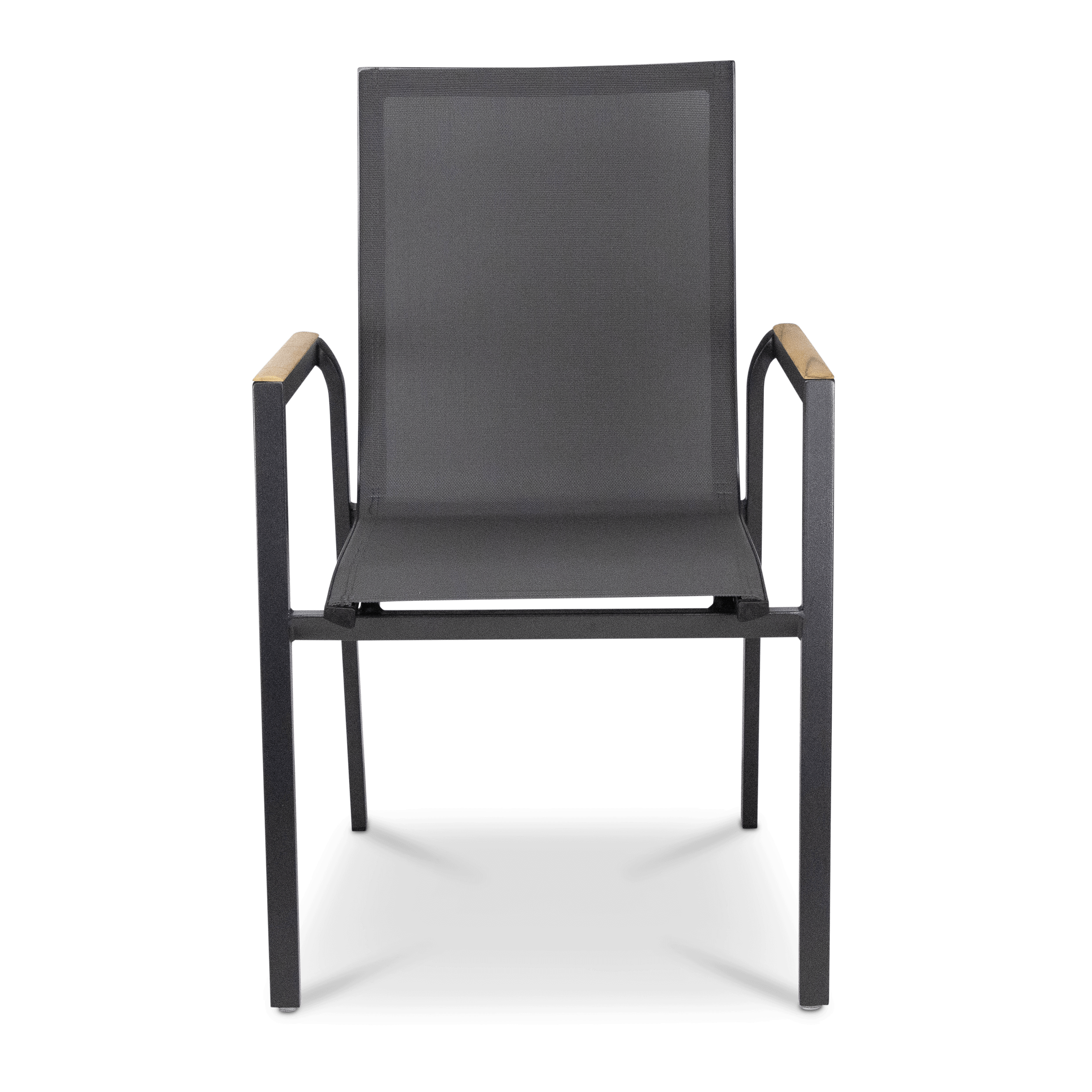 Providence Dining Chair in Gunmetal Aluminium and Texteline and Teak Arm