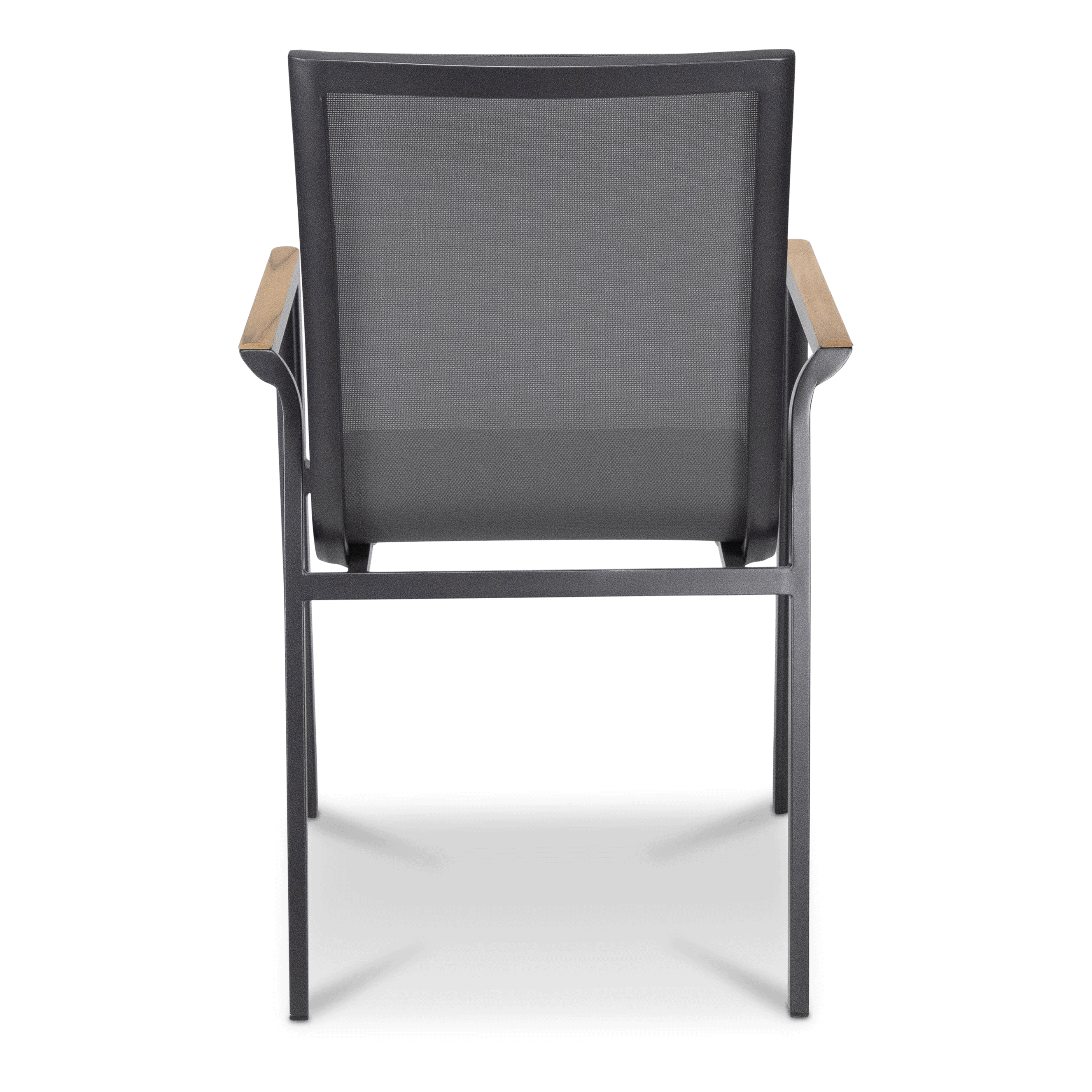 Providence Dining Chair in Gunmetal Aluminium and Texteline and Teak Arm