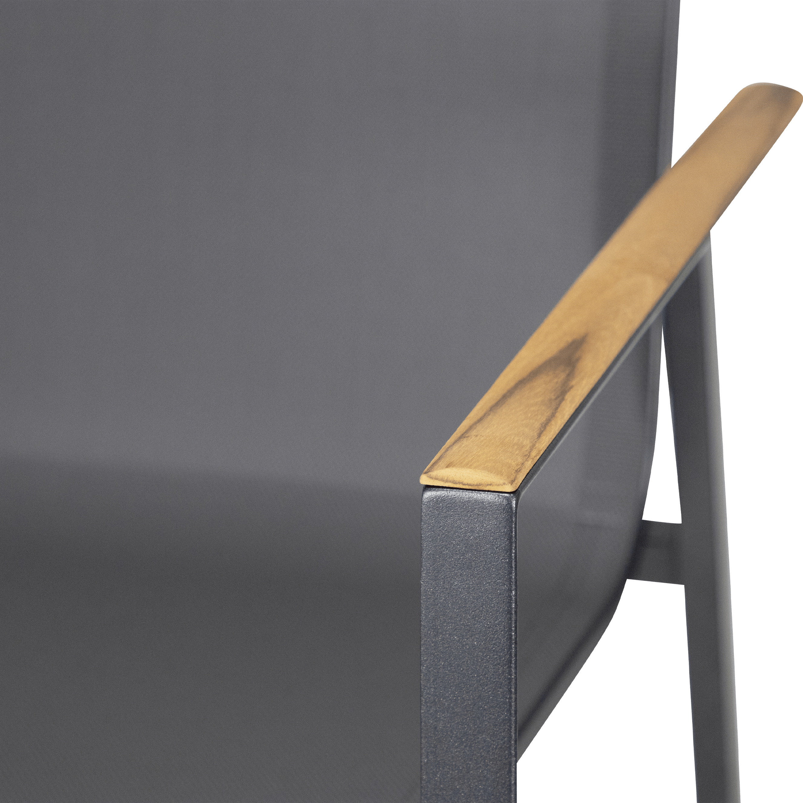 Providence Dining Chair in Gunmetal Aluminium and Texteline and Teak Arm