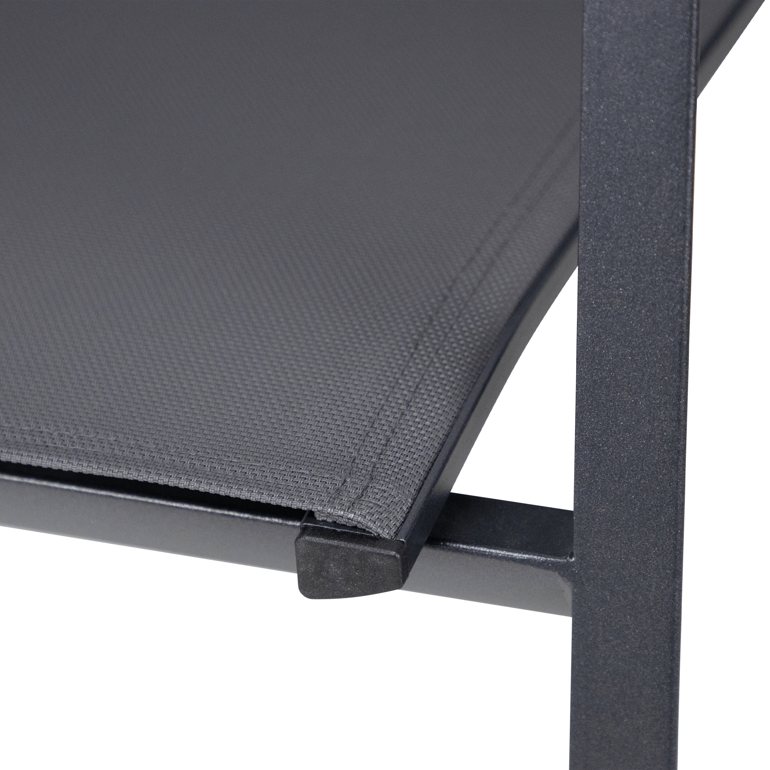 Providence Dining Chair in Gunmetal Aluminium and Texteline and Teak Arm