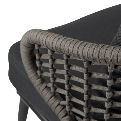 Sedona 3 Seater with Umber Olefin Cushions, Barley Twist Olefin Rope and Gunmetal Aluminium Frame
