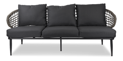 Sedona 3 Seater with Umber Olefin Cushions, Barley Twist Olefin Rope and Gunmetal Aluminium Frame