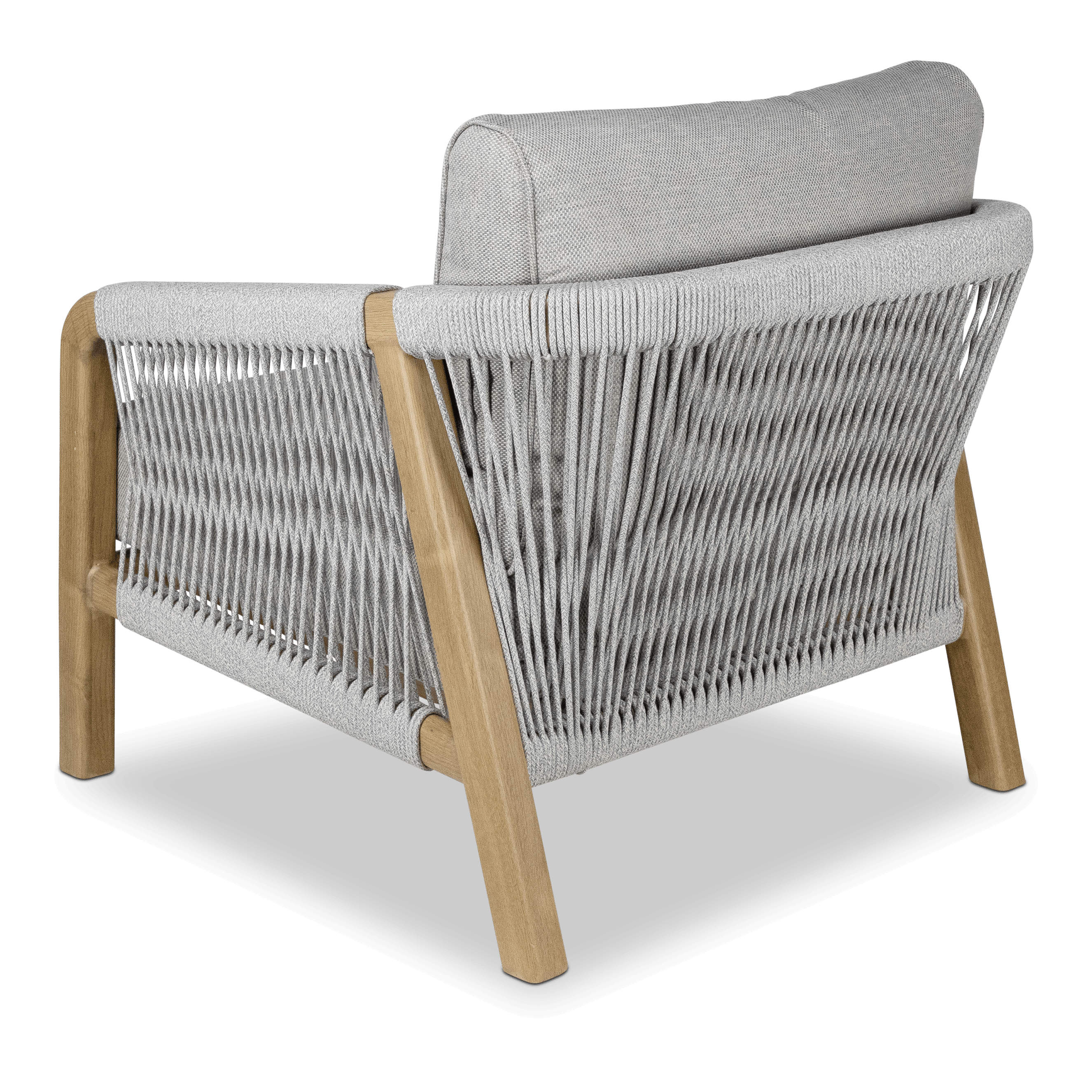 Daintree 3pc Occasional Set with Pebble Olefin Rope, Pebble Olefin Cushions and Teak Look Aluminium Frame