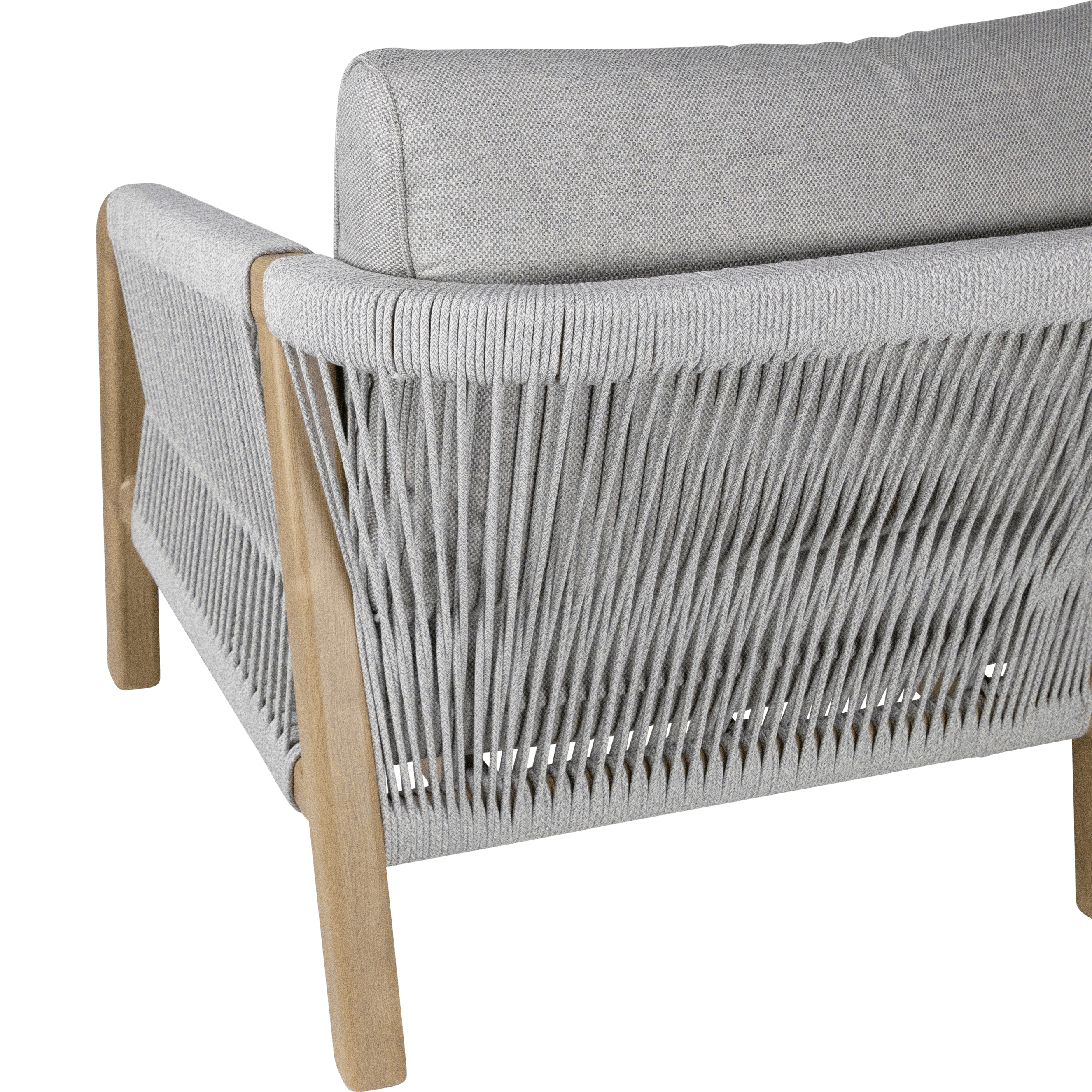Daintree 3pc Occasional Set with Pebble Olefin Rope, Pebble Olefin Cushions and Teak Look Aluminium Frame