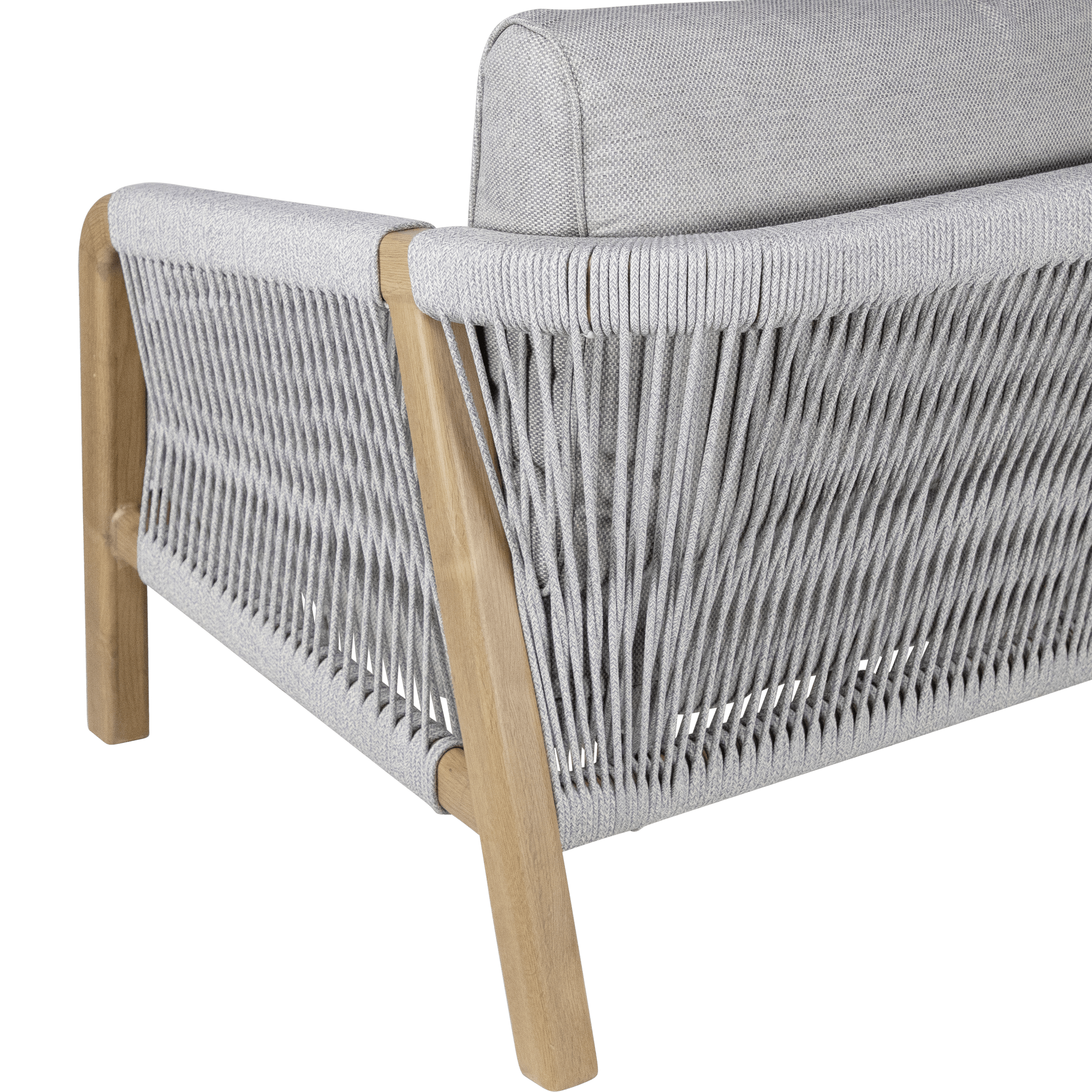 Daintree 5 piece Lounge Set with Pebble Olefin Rope, Pebble Olefin Cushions and Teak Look Aluminium Frame