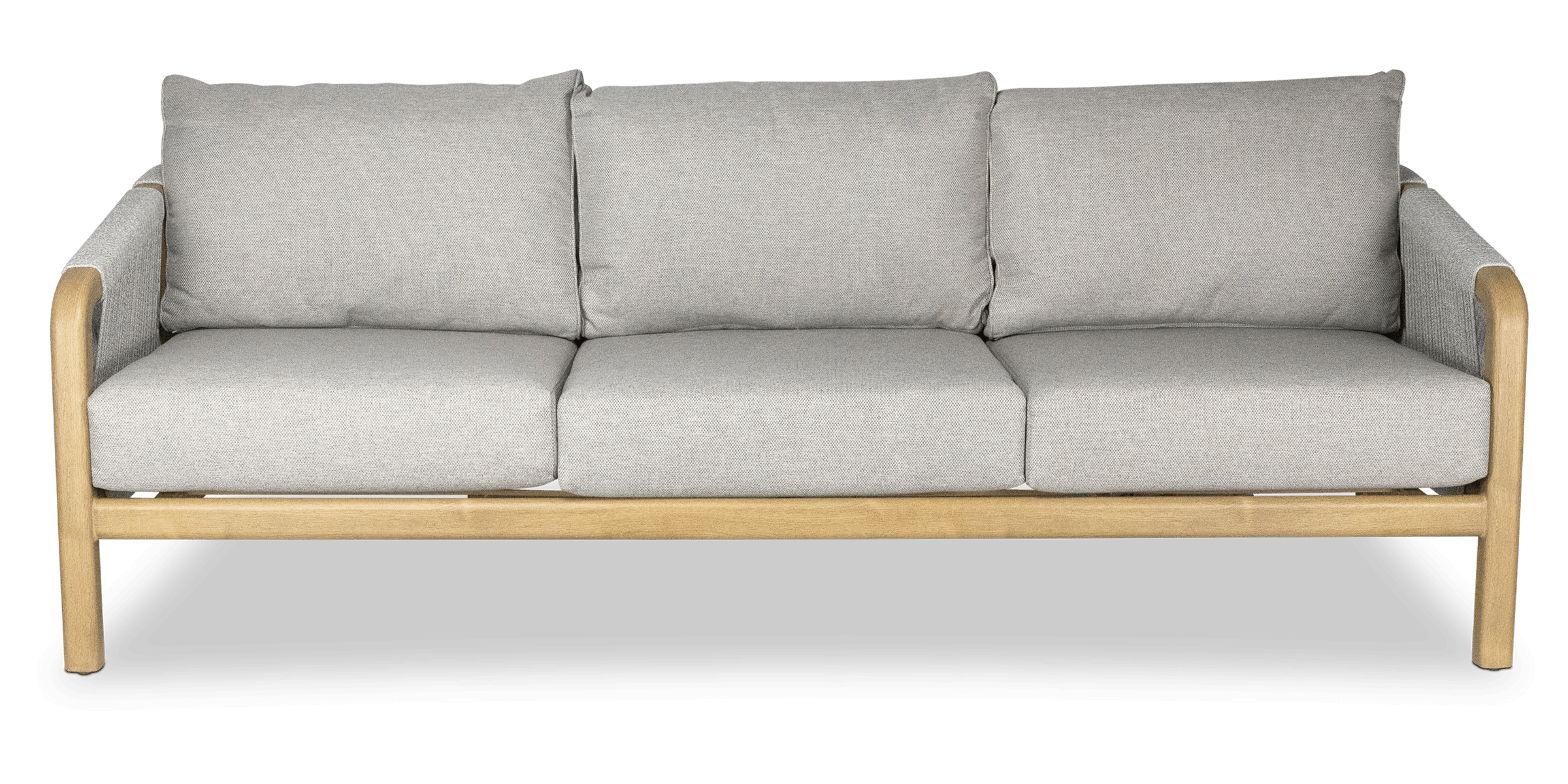 Daintree 3 Seater with Pebble Olefin Rope, Pebble Olefin Cushions and Teak Look Aluminium Frame