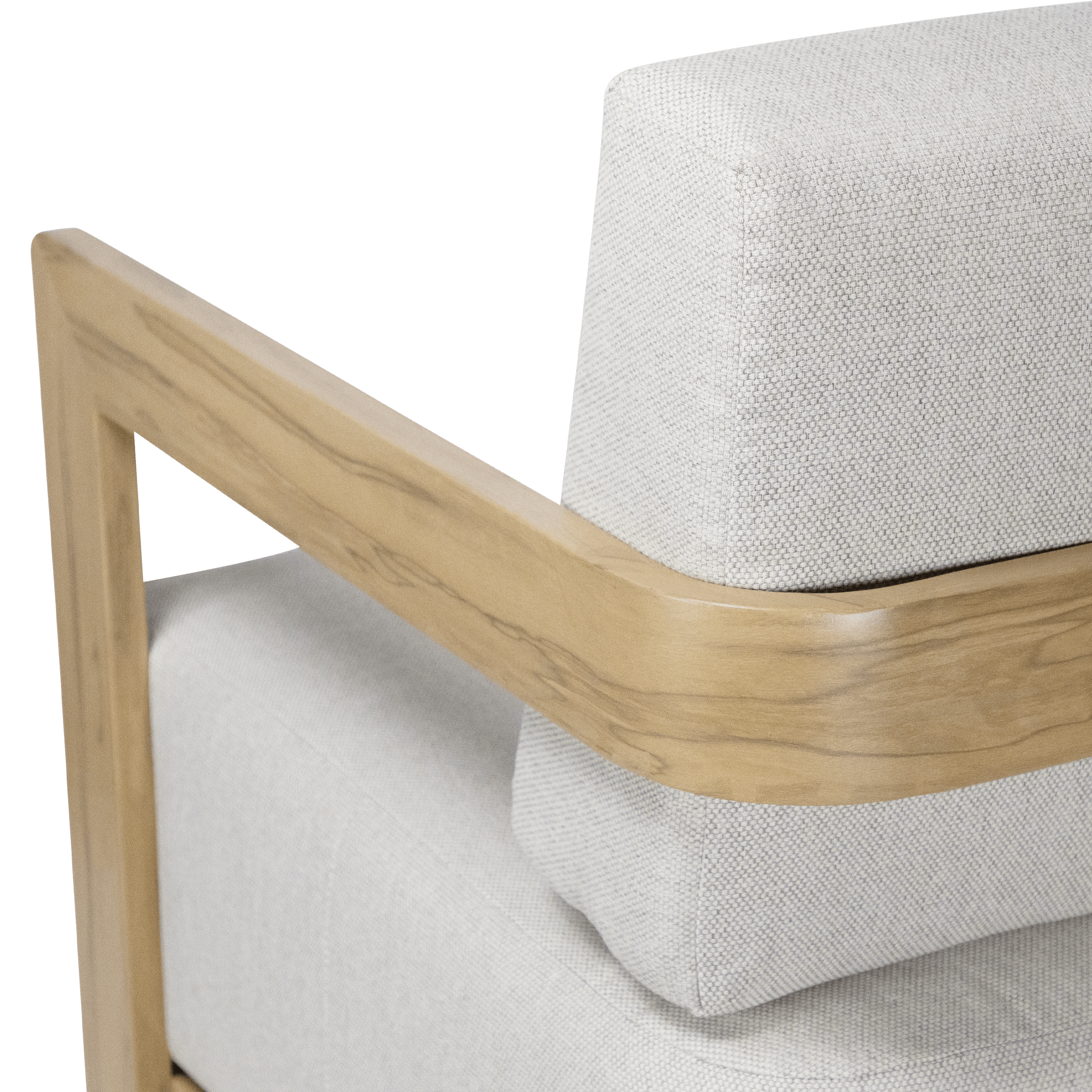 Eclipse 4pc Lounge Set in Sofe Beige Olefin Cushions and Teak Finish Aluminium Frame