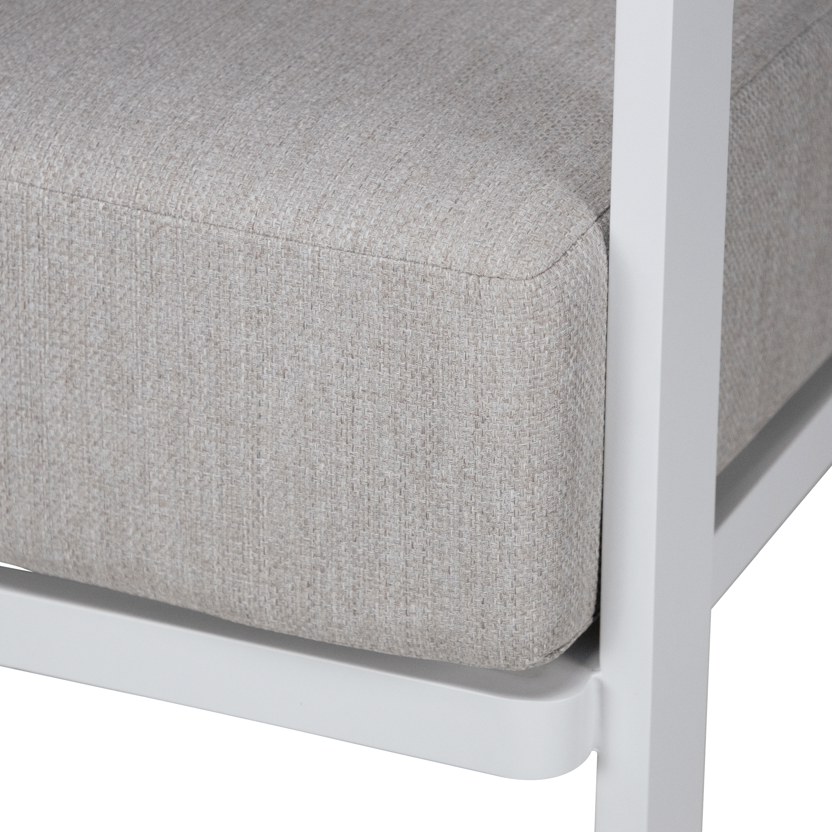 Elements Armchair in Arctic White and Sahara Sunset Olefin Cushions