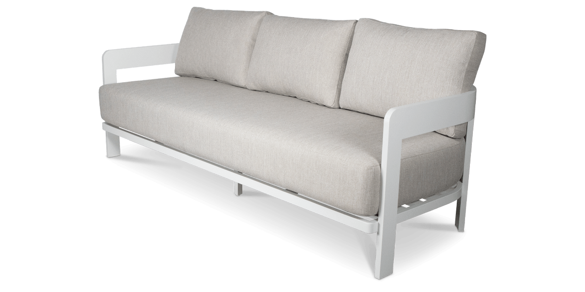 Elements 3 Seater in Arctic White and Sahara Sunset Olefin Cushions