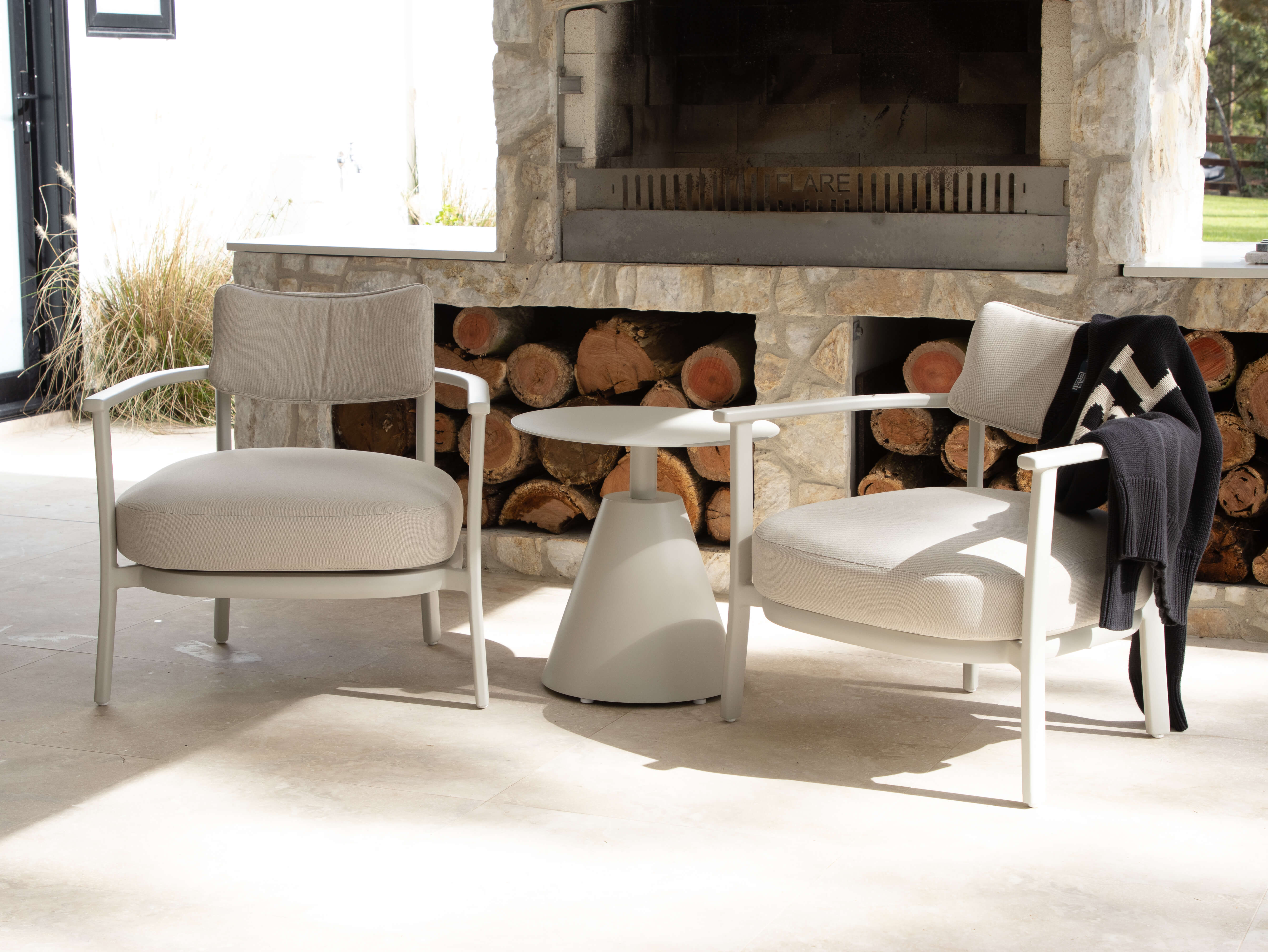 Monterra 3pc Occasional Set in Silk Beige with Olefin Cushions