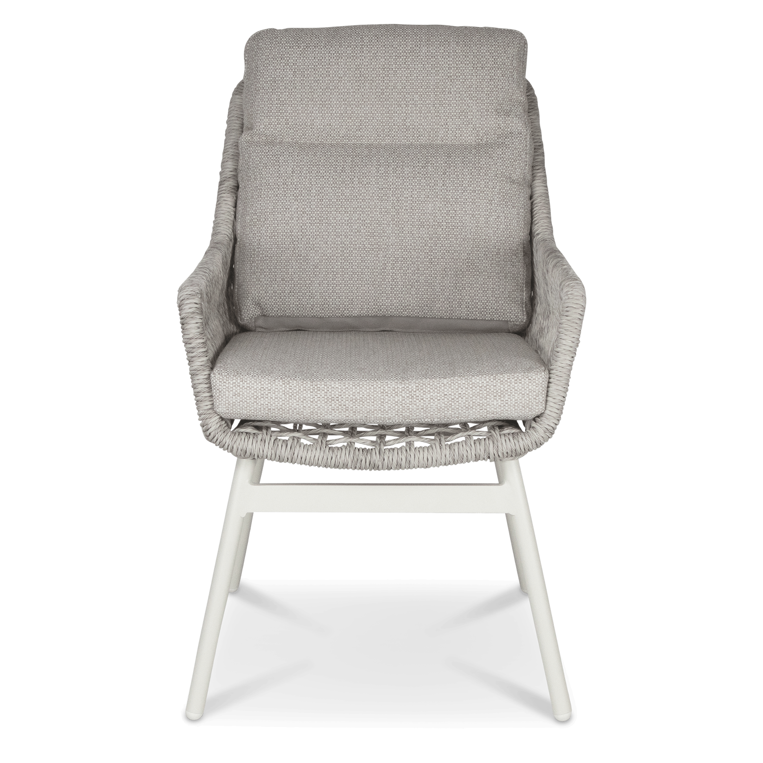 Pacific Dining Chair in Natural White Aluminium with Stone Twist Rattan