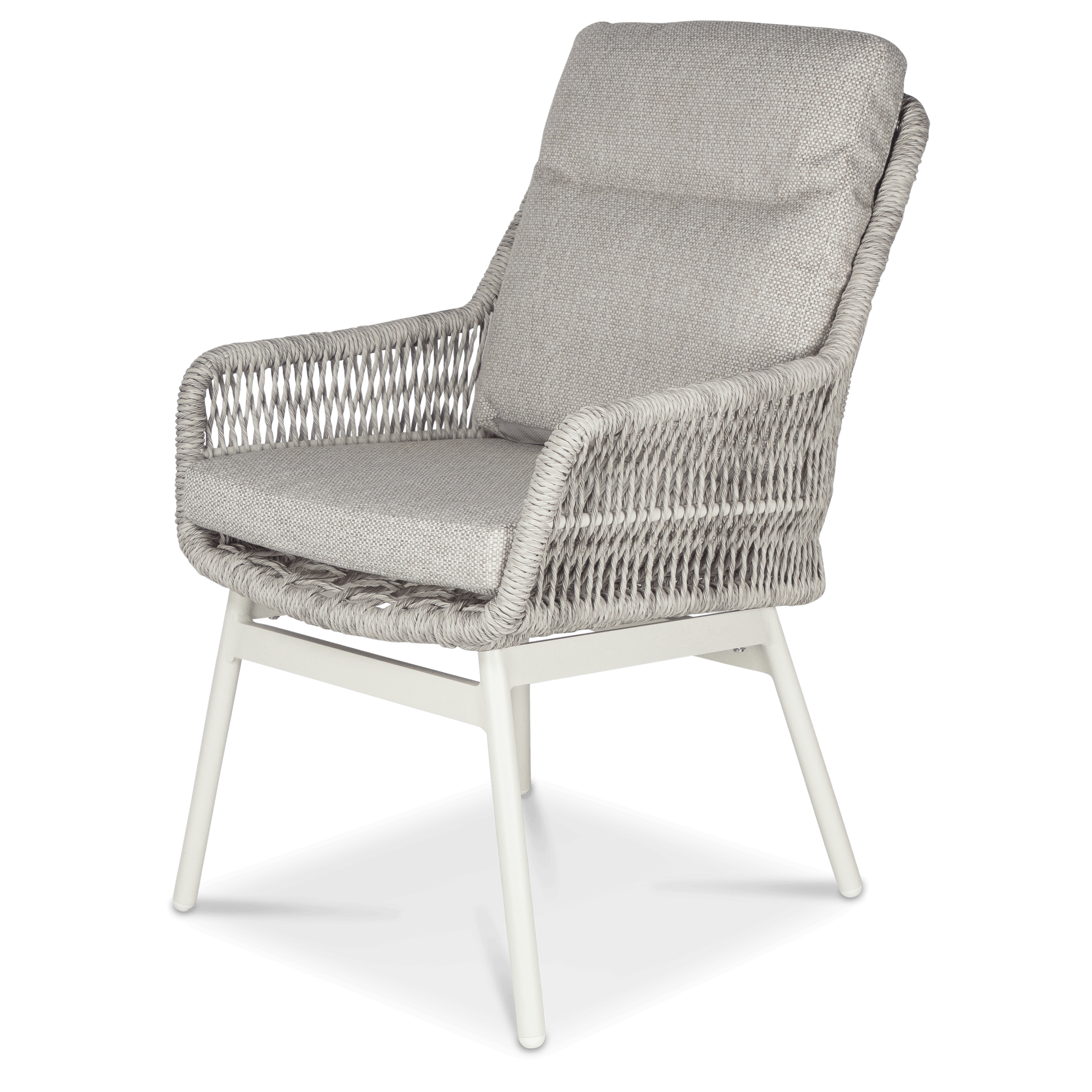 Pacific Dining Chair in Natural White Aluminium with Stone Twist Rattan