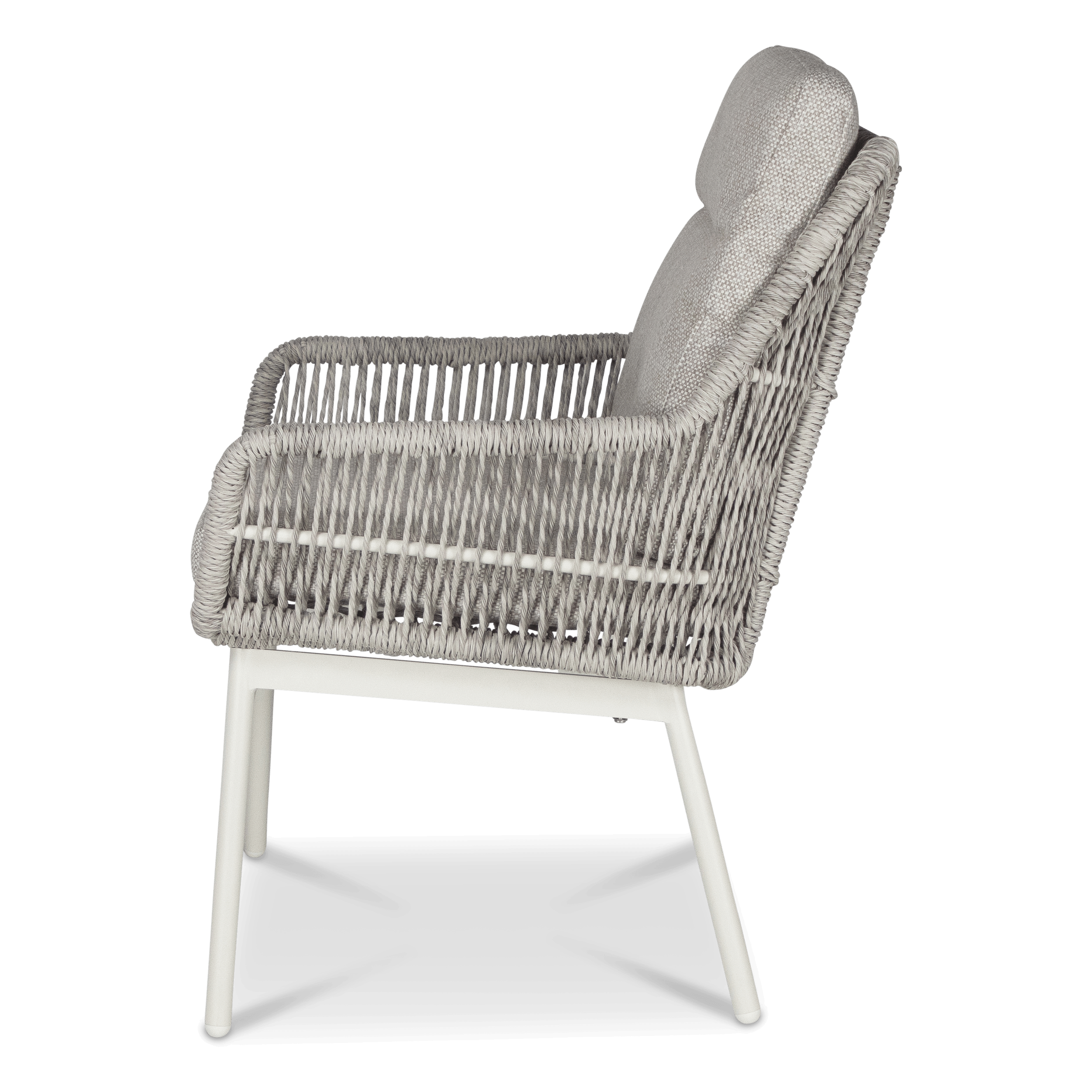 Pacific Dining Chair in Natural White Aluminium with Stone Twist Rattan