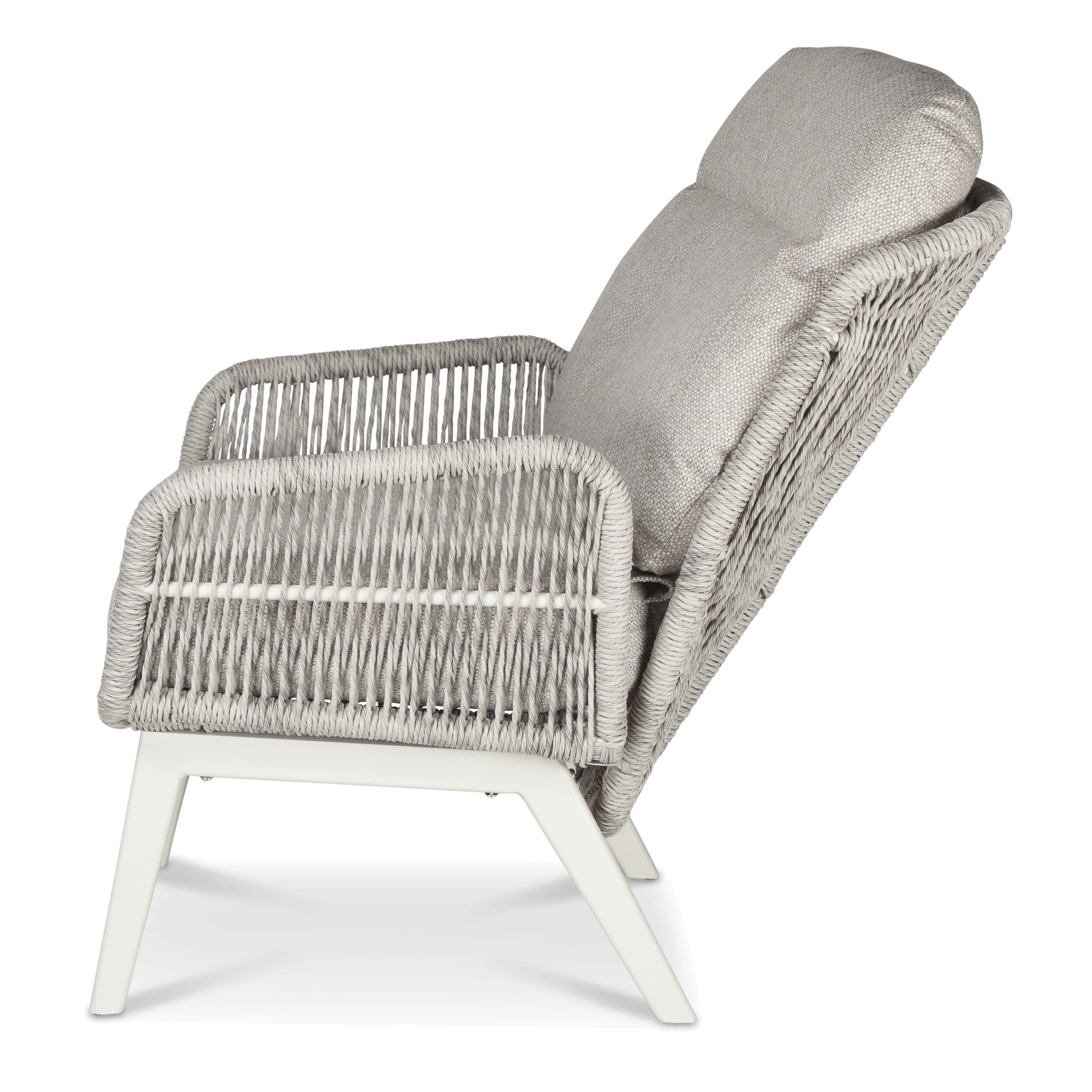 Pacific Reclining Armchair in Natural White Aluminium with Stone Twist Rattan