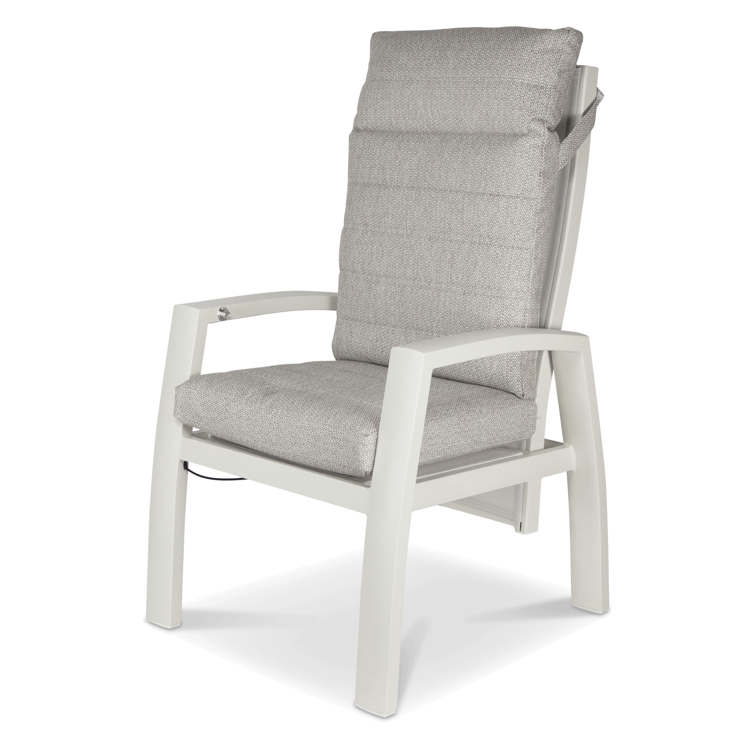 Corfu Chair with Recline Function in Natural White Aluminium with Latte Check Spun Polyester Cushions