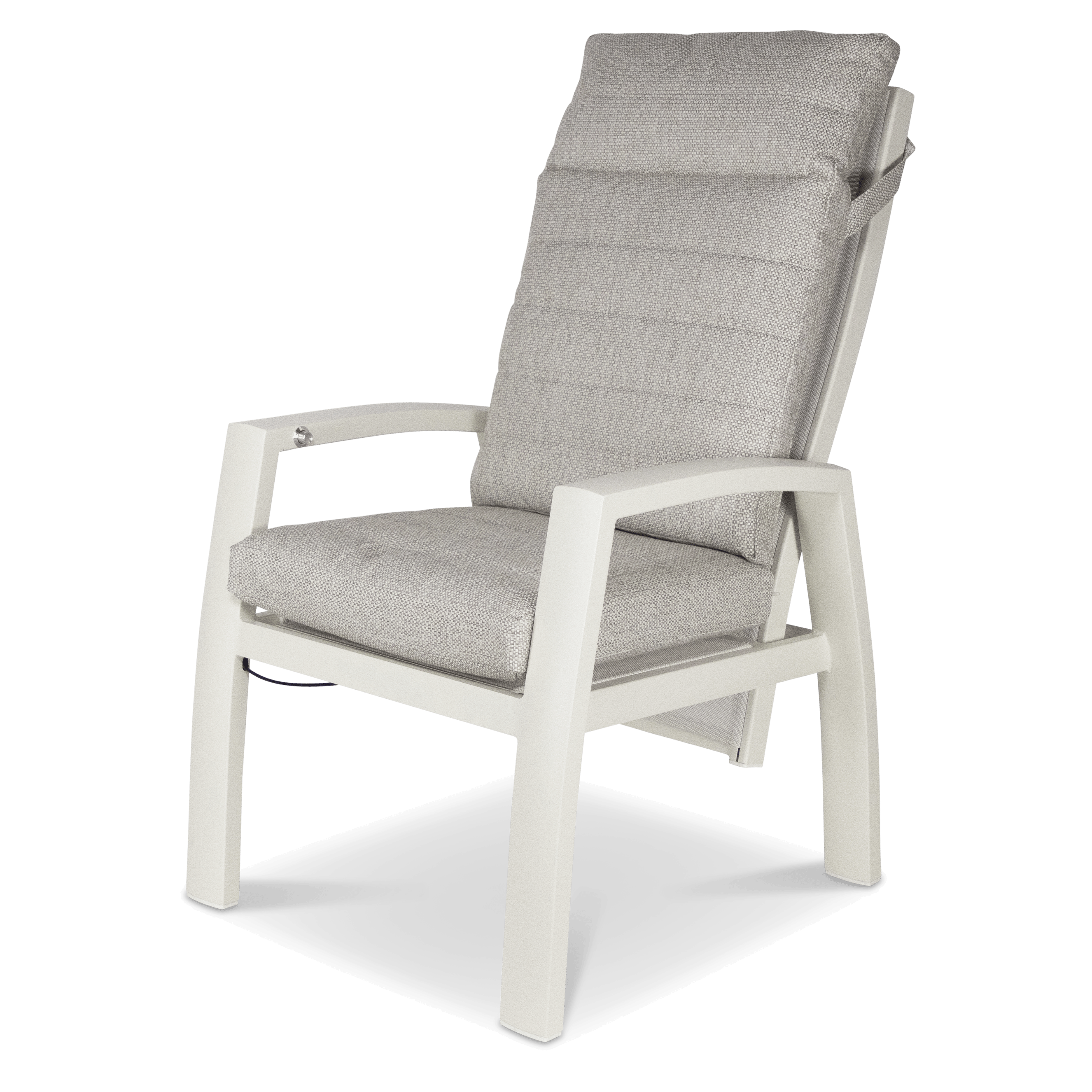 Corfu Chair with Recline Function in Natural White Aluminium with Latte Check Spun Polyester Cushions