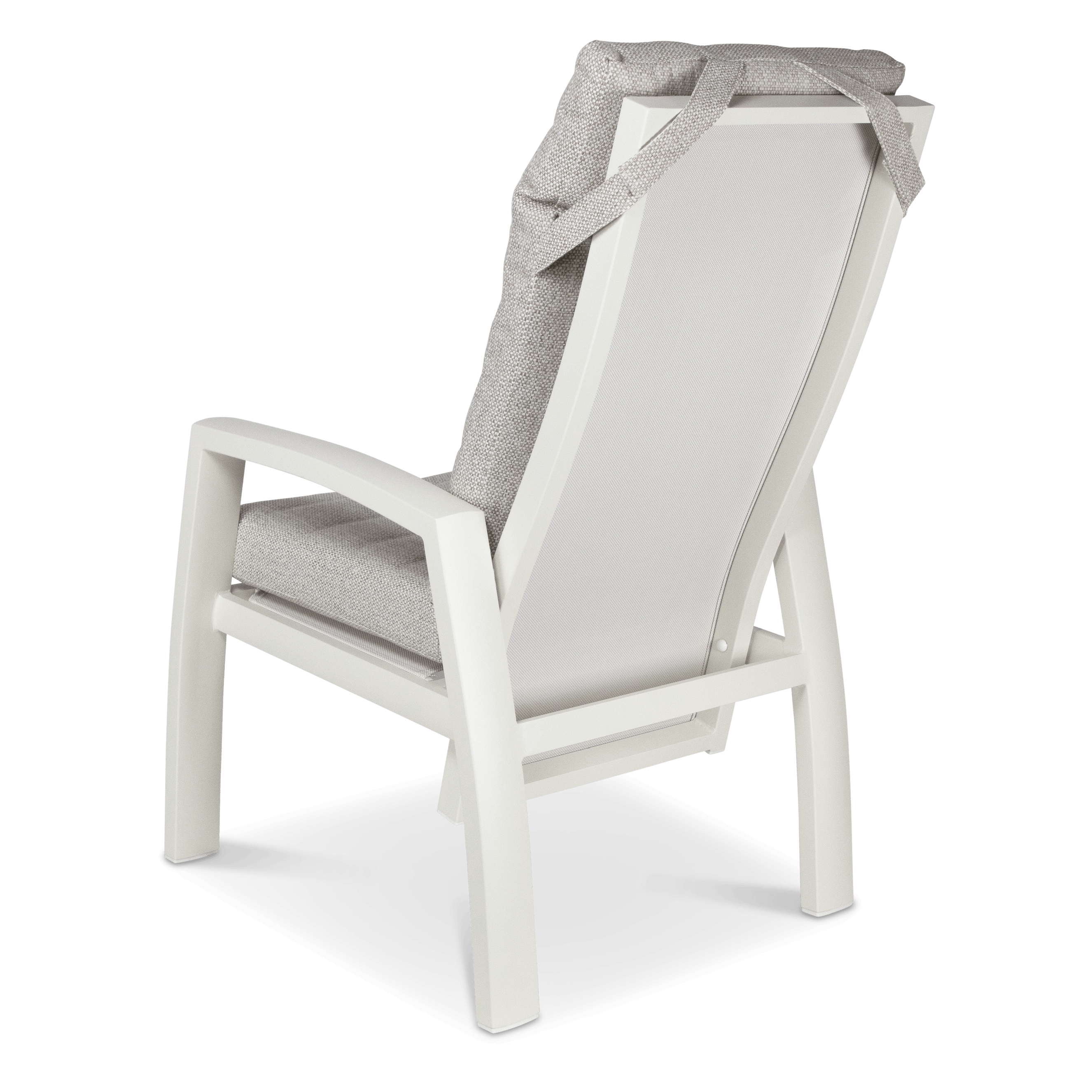 Corfu Chair with Recline Function in Natural White Aluminium with Latte Check Spun Polyester Cushions