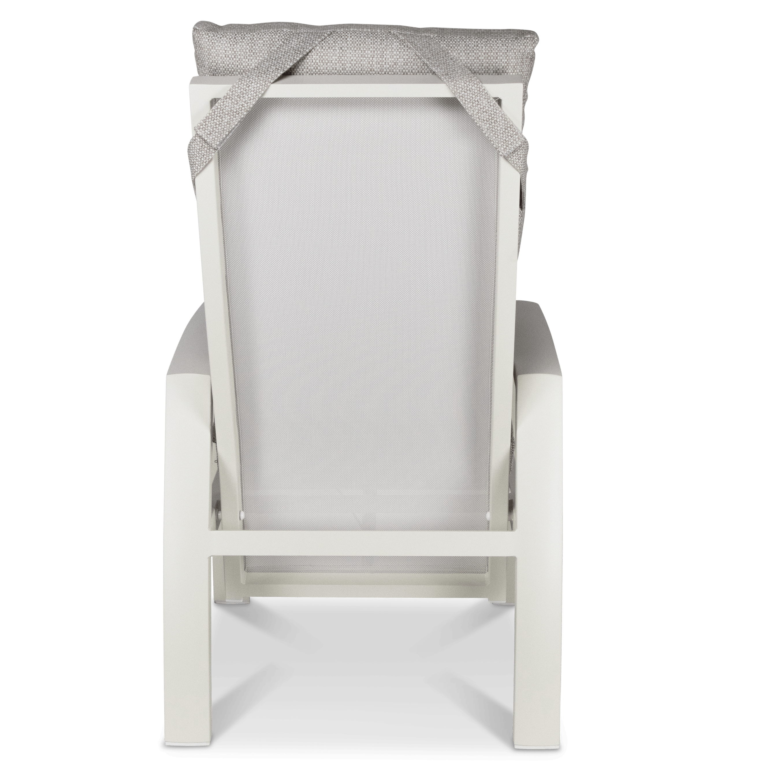 Corfu Chair with Recline Function in Natural White Aluminium with Latte Check Spun Polyester Cushions