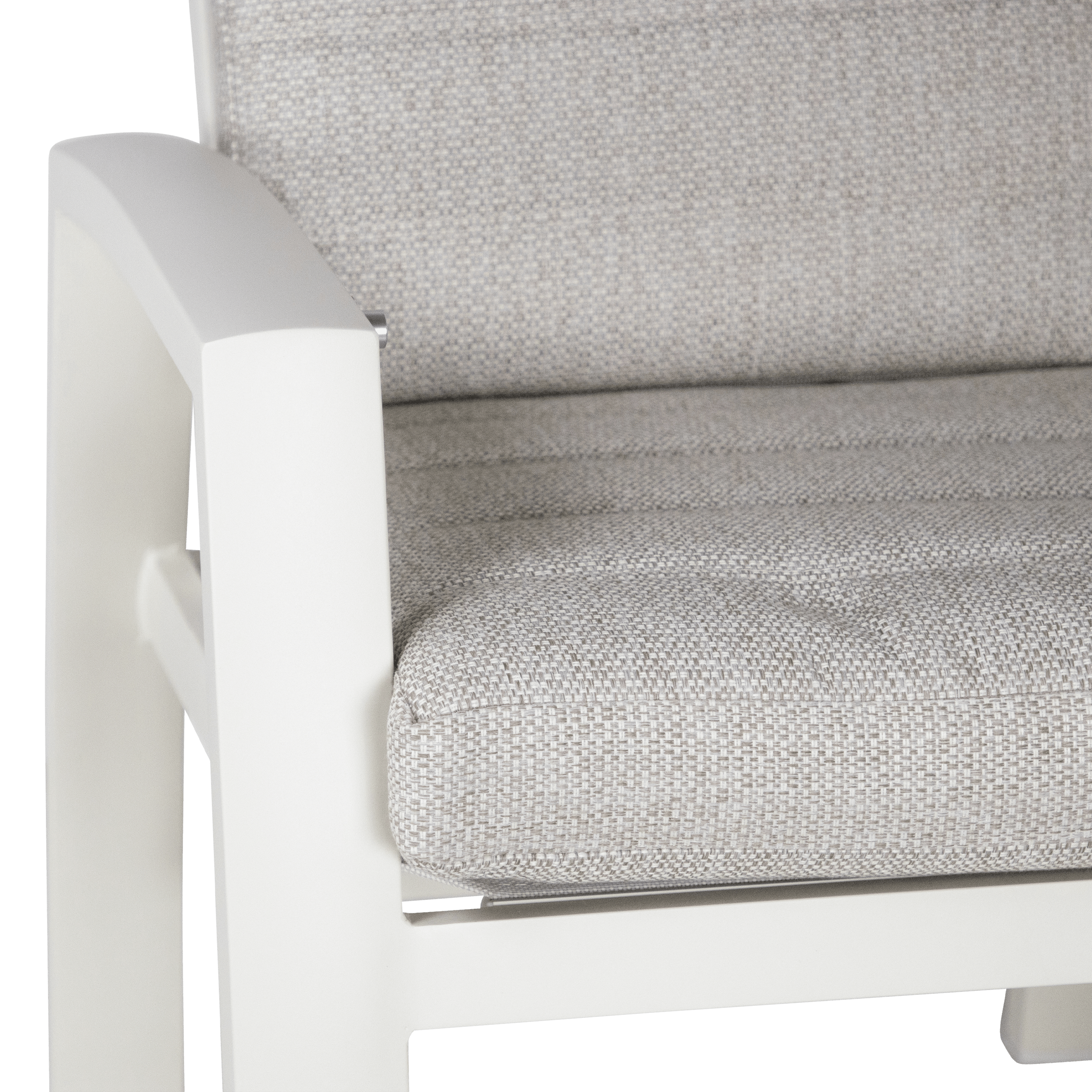 Corfu Chair with Recline Function in Natural White Aluminium with Latte Check Spun Polyester Cushions