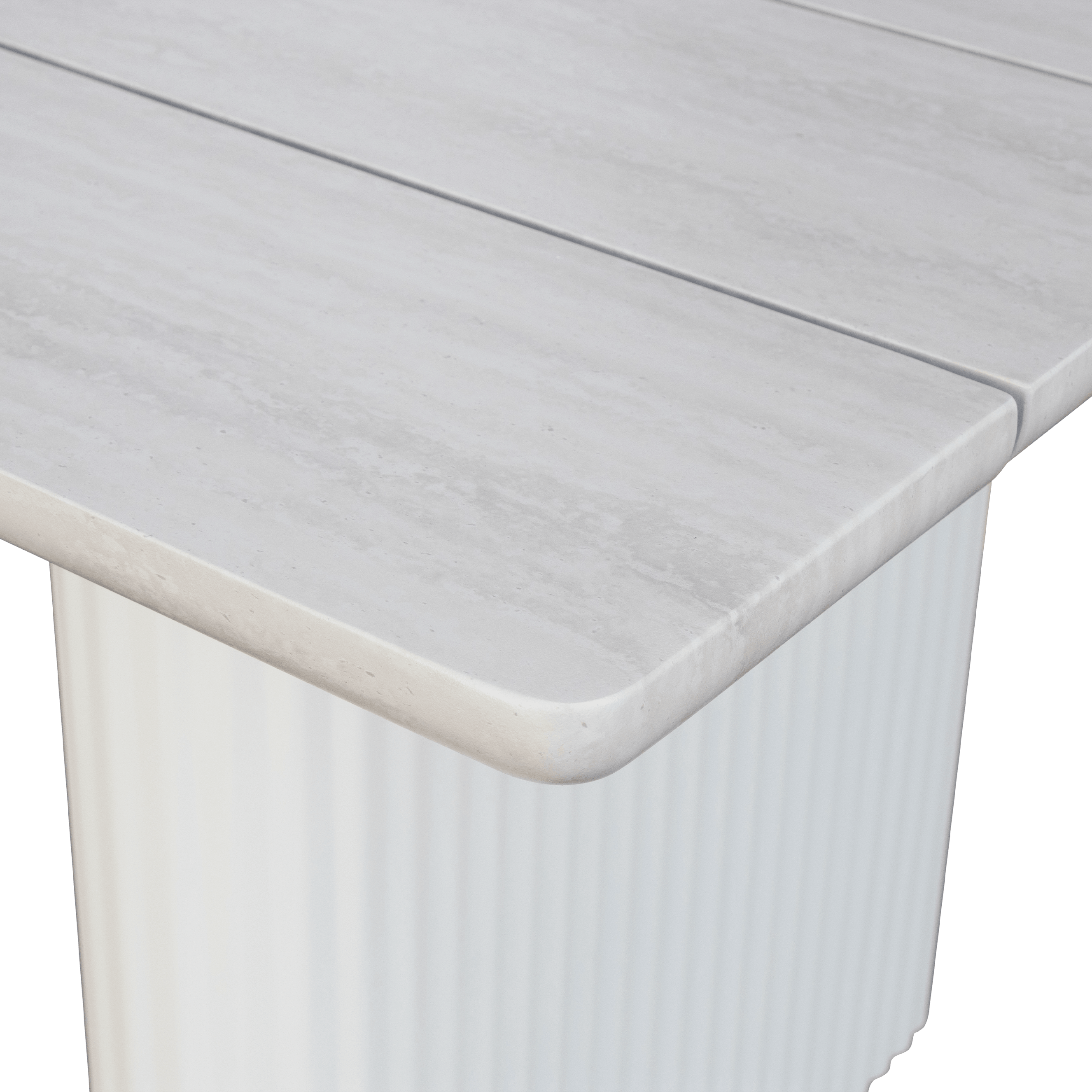 Pacific Dining Table in Natural White Aluminium with Stone Look Top
