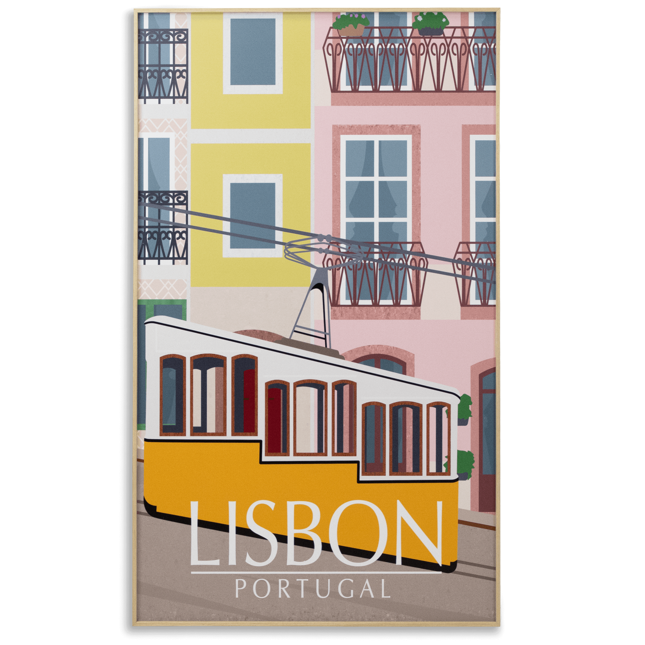 *IN STORE PICK UP ONLY* Lisbon Portugal - 60 x 100cm Outdoor UV Wall Art with Beech Aluminium Frame