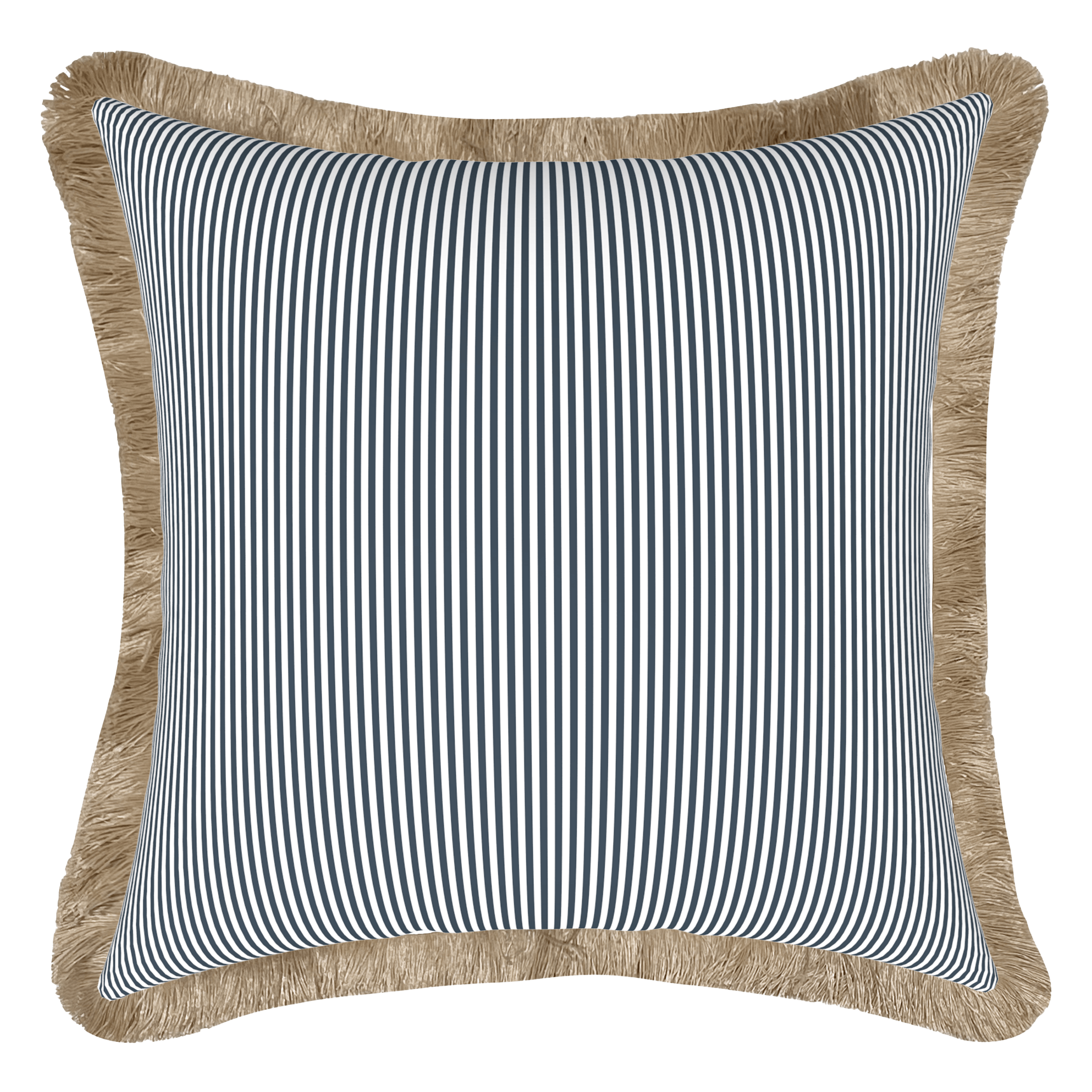 Tahiti Marine Stripe - 50x50cm Fringed Outdoor Cushion