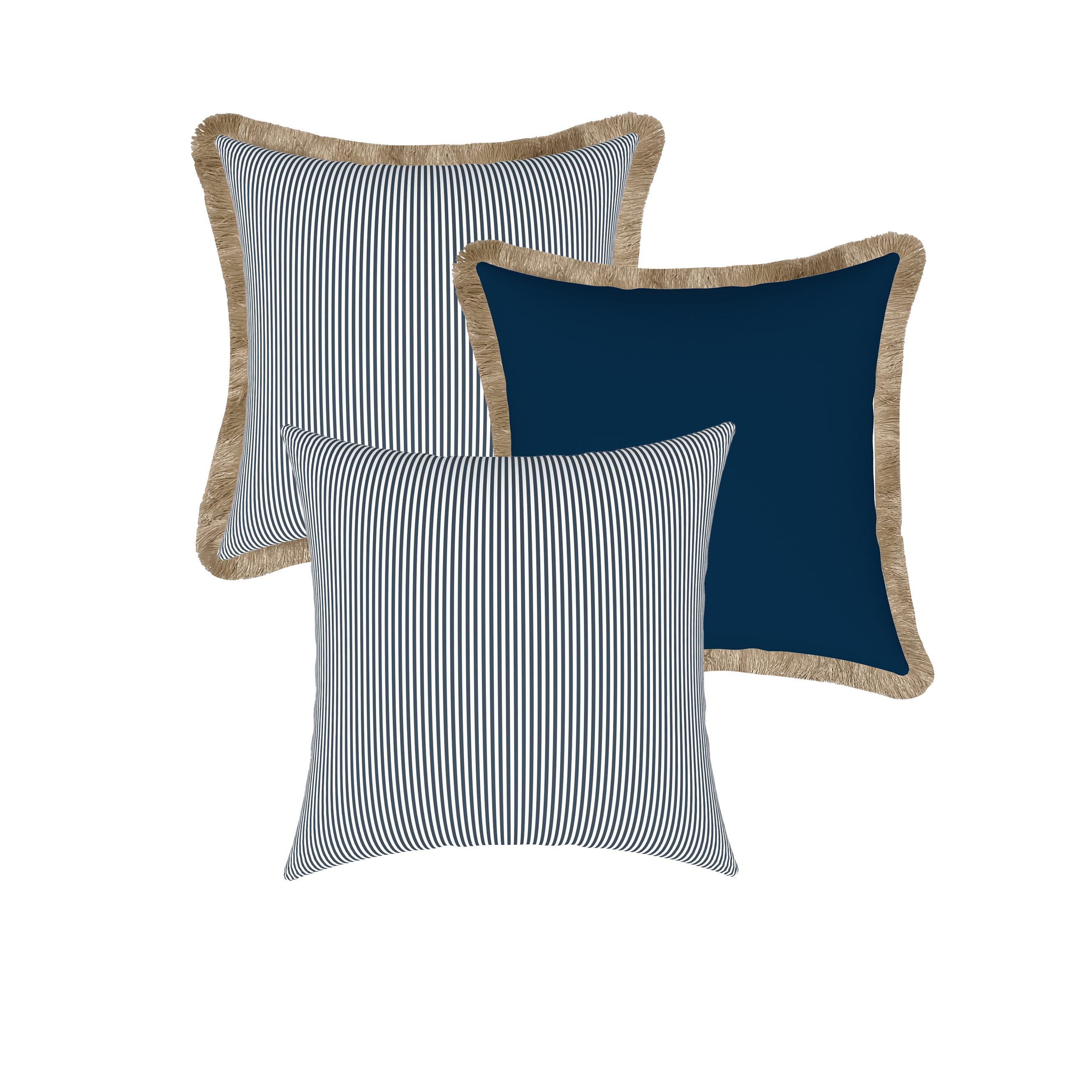 Tahiti Outdoor Cushions Stylist Selection - Marine Stripe with Navy 3pc