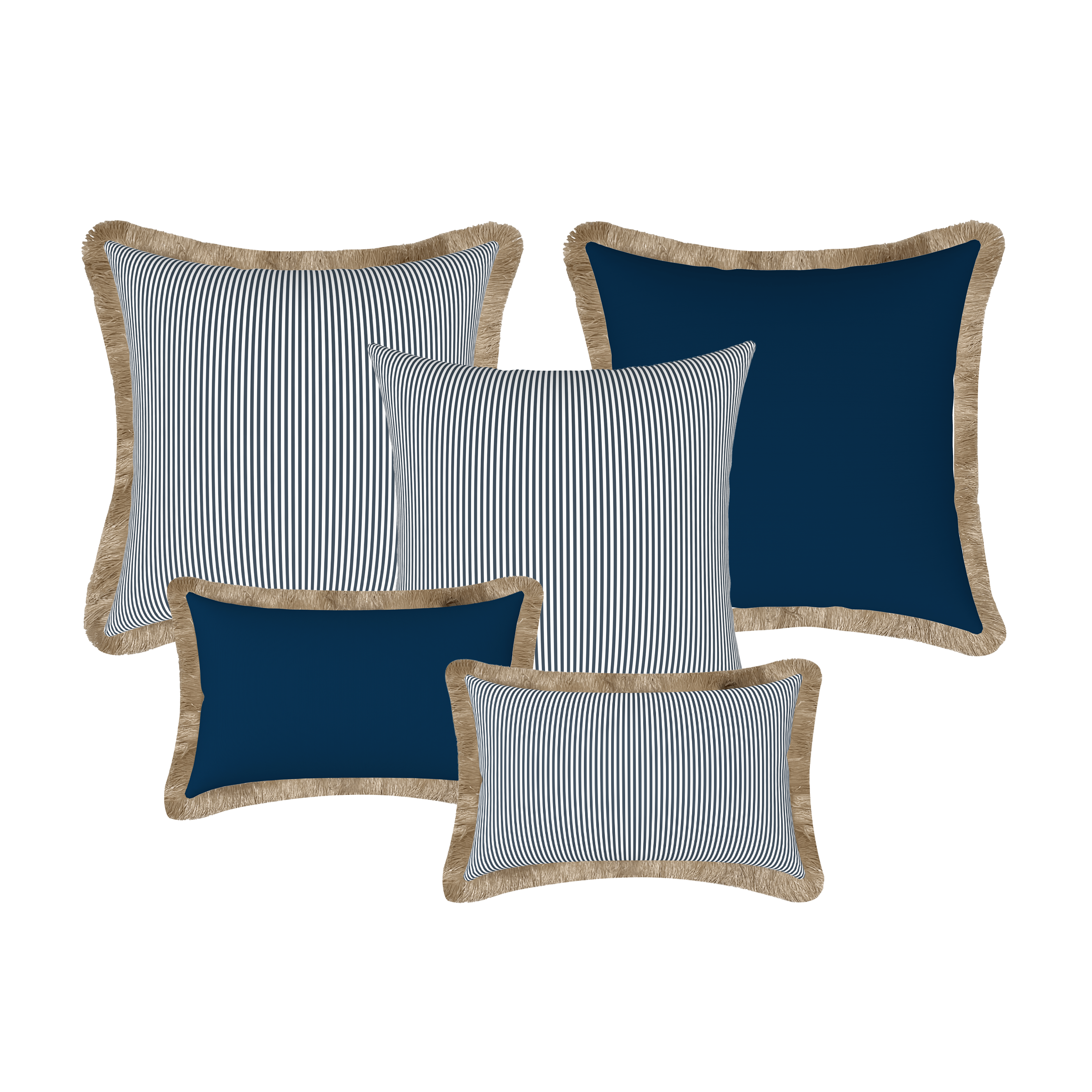 Tahiti Outdoor Cushions Stylist Selection - Marine Stripe with Navy 5pc