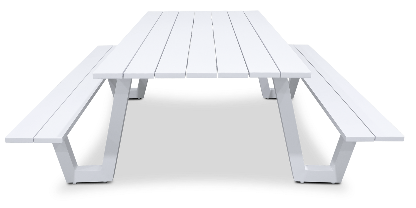 Mediterranean Dining Table and Bench Set in Arctic White Aluminium - The Furniture Shack