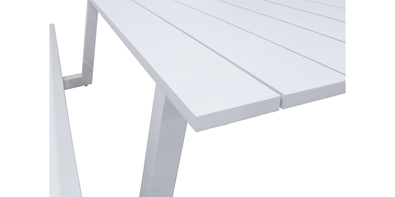 Mediterranean Dining Table and Bench Set in Arctic White Aluminium - The Furniture Shack
