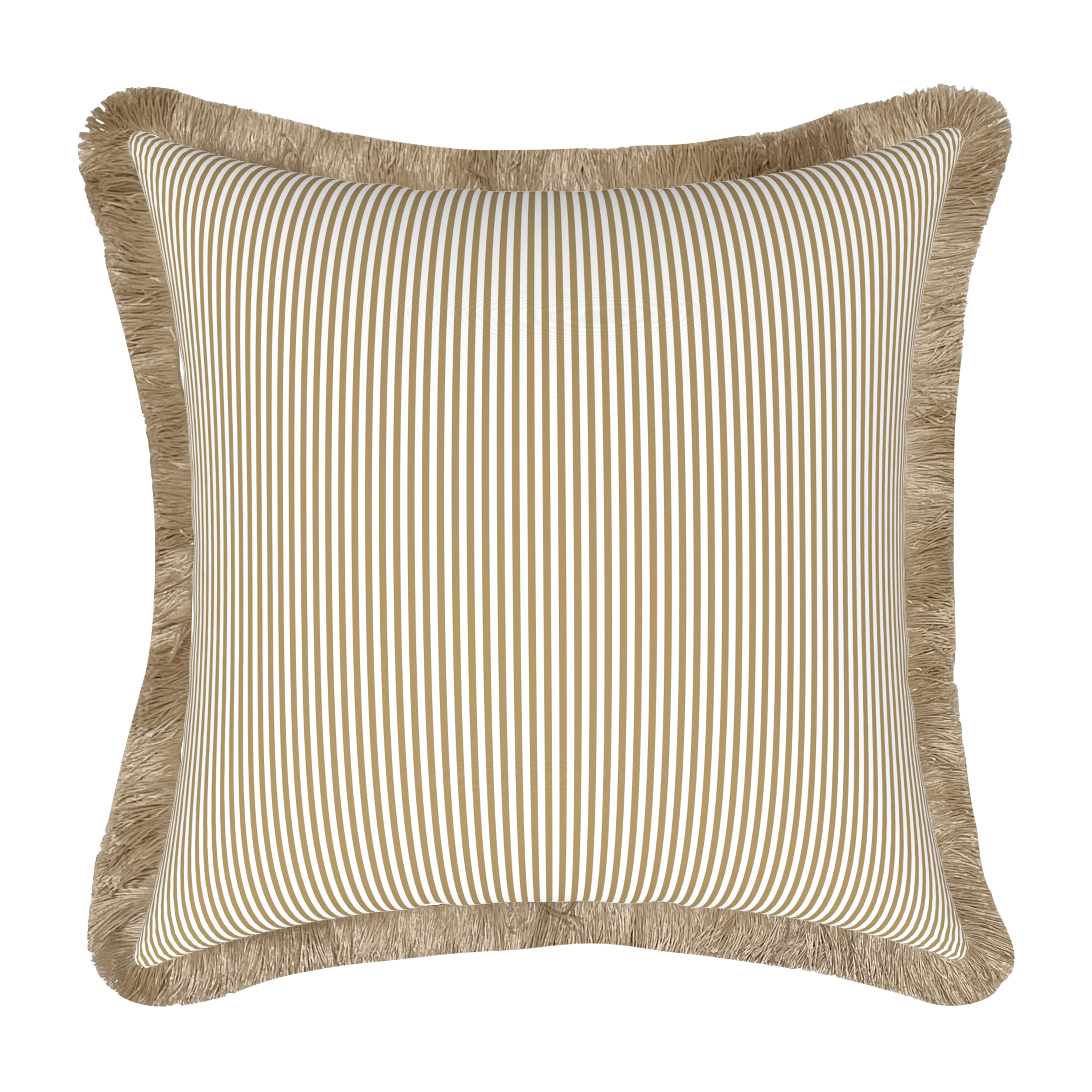 Tahiti Natural Stripe - 50x50cm Fringed Outdoor Cushion