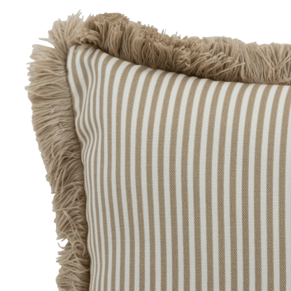 Tahiti Natural Stripe - 30x50cm Fringed Outdoor Cushion