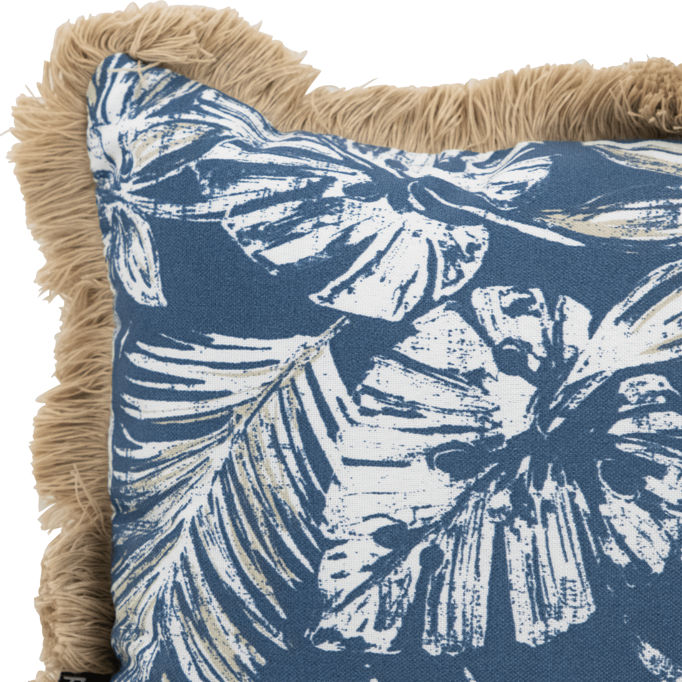 Tahiti Navy Escape - 50x50cm Fringed Outdoor Cushion