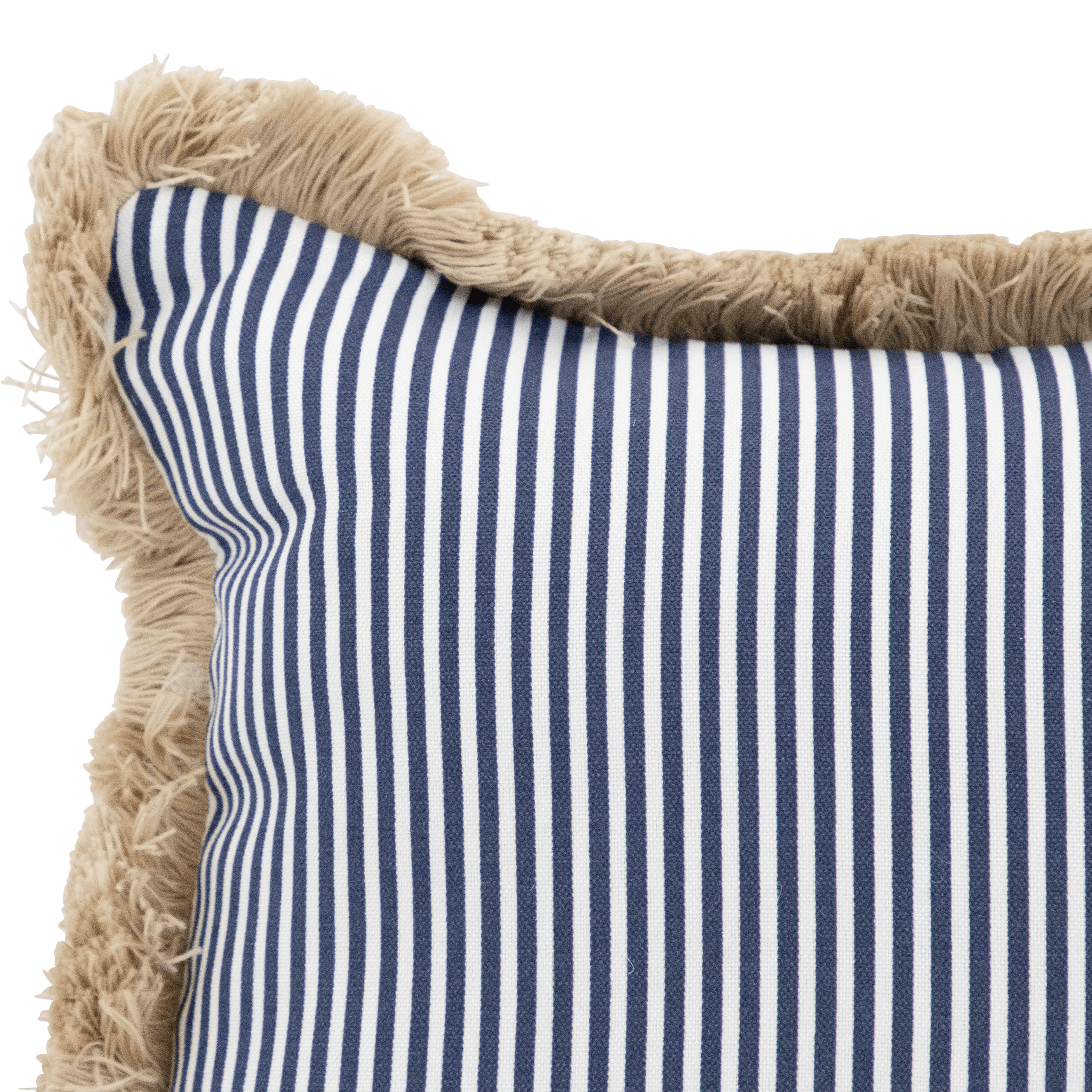 Tahiti Navy Stripe - 50x50cm Fringed Outdoor Cushion