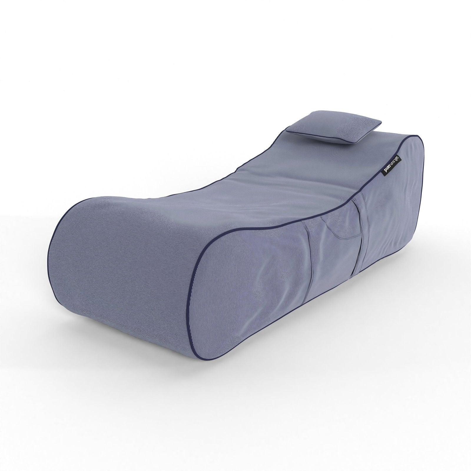 Noosa Indoor/Outdoor Bean Bag in Tweed Navy - The Furniture Shack
