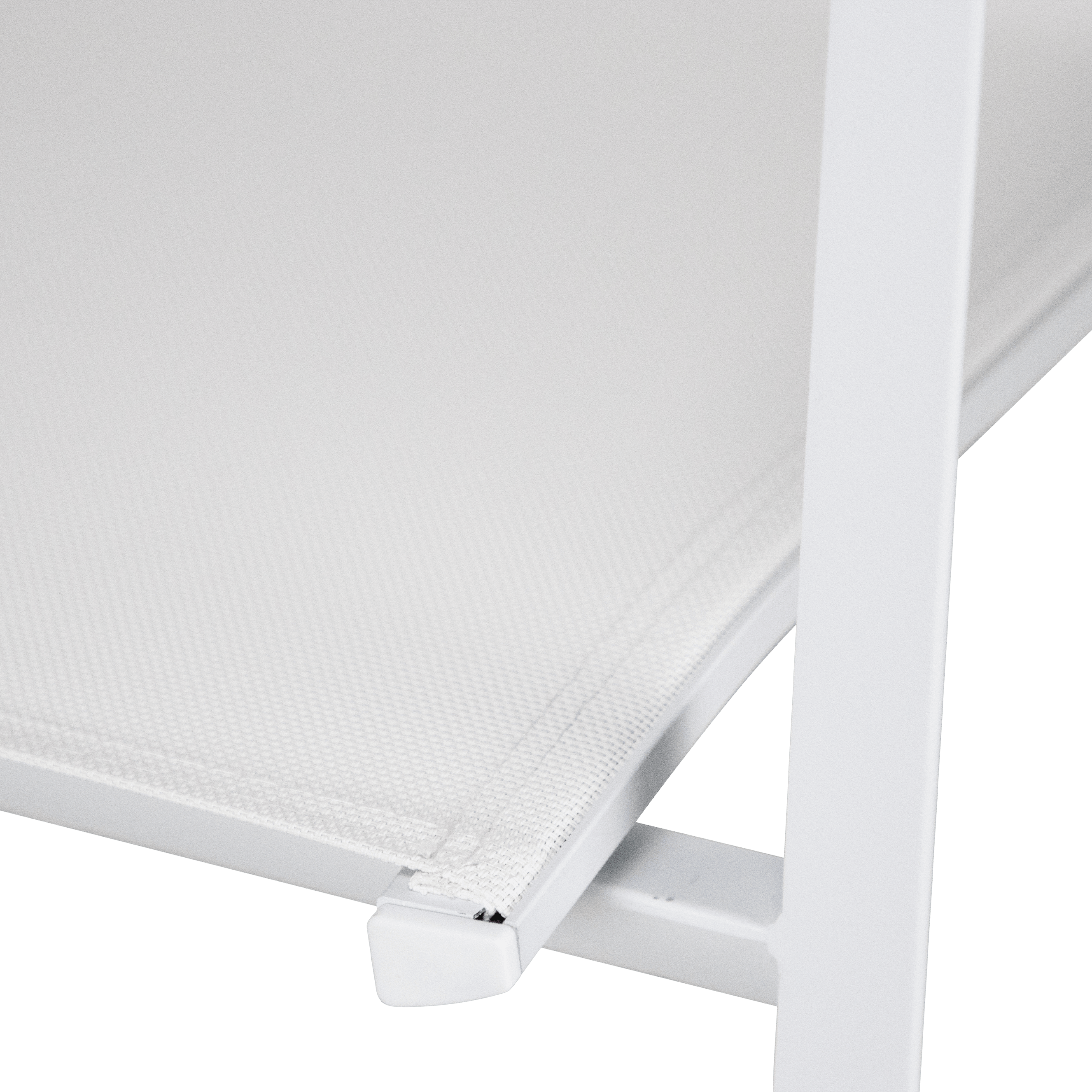Providence Dining Chair in Arctic White Aluminium and Texteline and Teak Arm