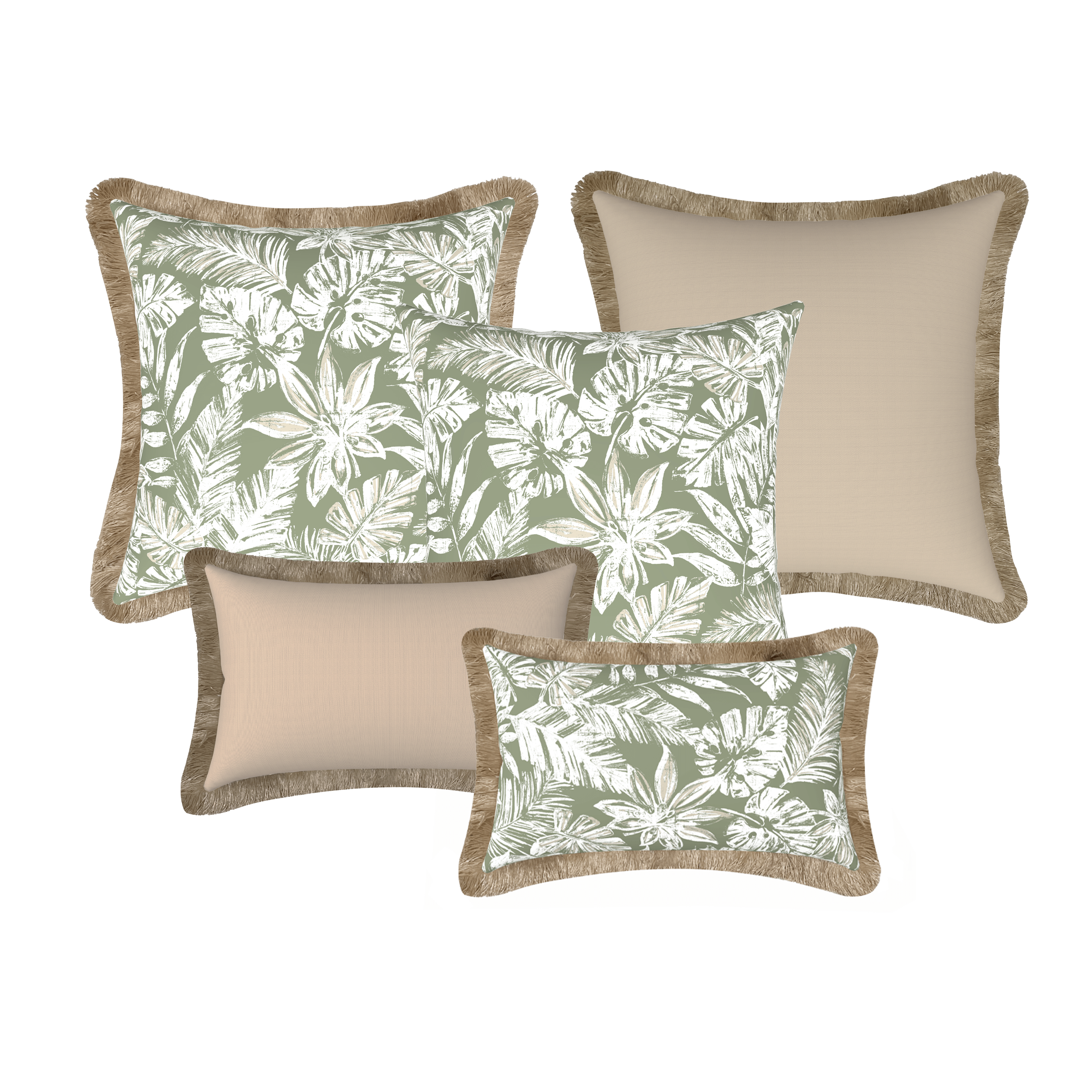 Tahiti Outdoor Cushions Stylist Selection - Sage Escape with Sand 5pc