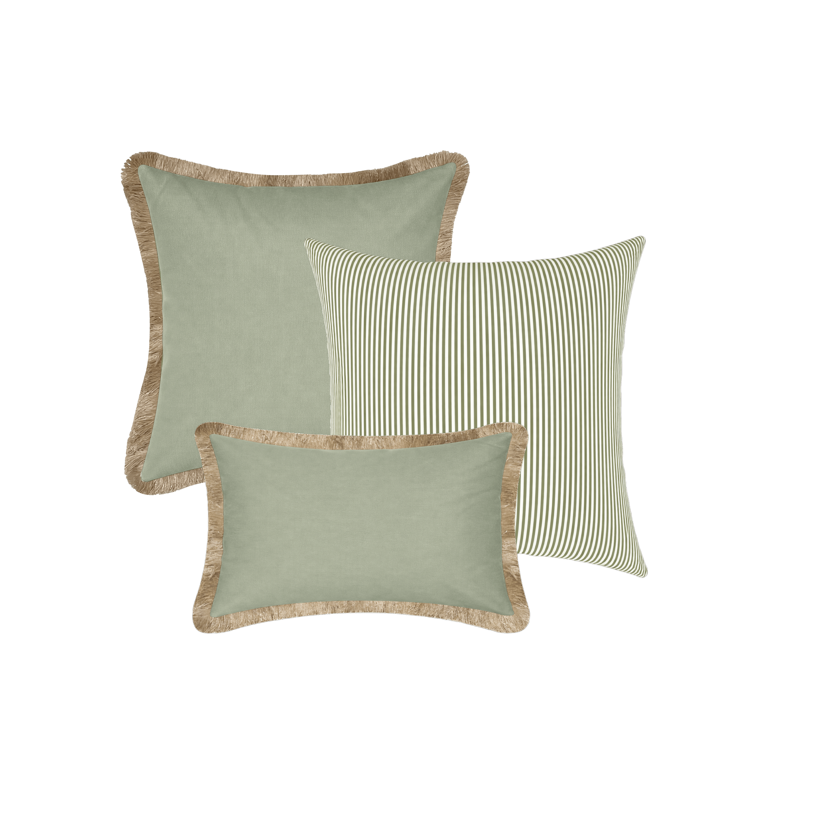 Tahiti Outdoor Cushions Stylist Selection - Sage with Sage Stripe 3pc