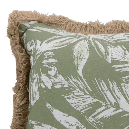 Tahiti Sage Escape - 50x50cm Fringed Outdoor Cushion