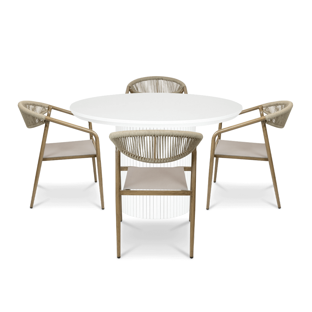 Sanctuary Round 5pc Dining Setting with Rope Chairs