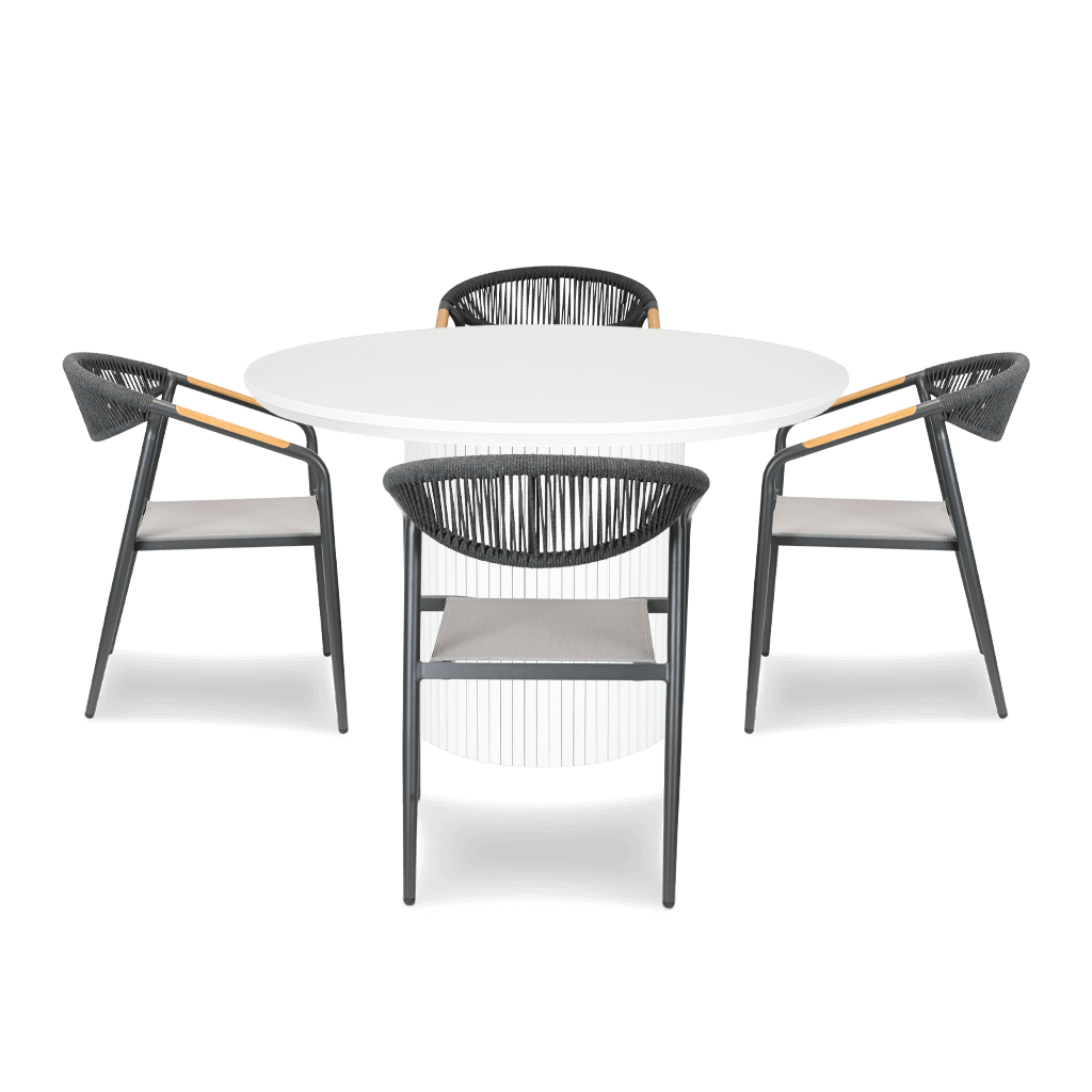 Sanctuary Round 5pc Dining Setting with Rope Chairs