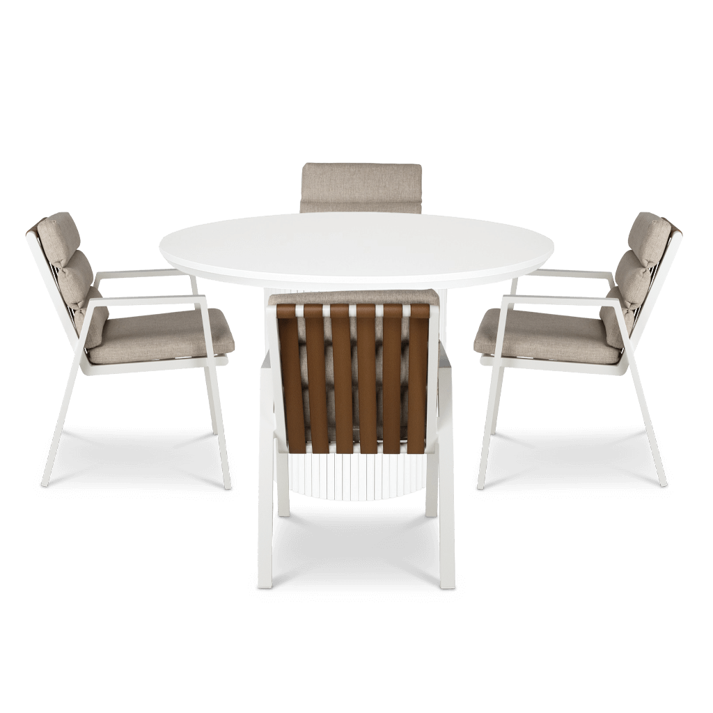 Sanctuary Round 5pc Dining Setting with Aluminium Chairs