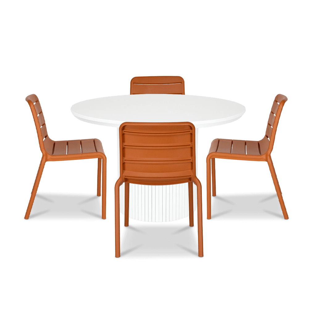 Sanctuary Round 5pc Dining Setting with Aura UV Plastic Chairs (PP)