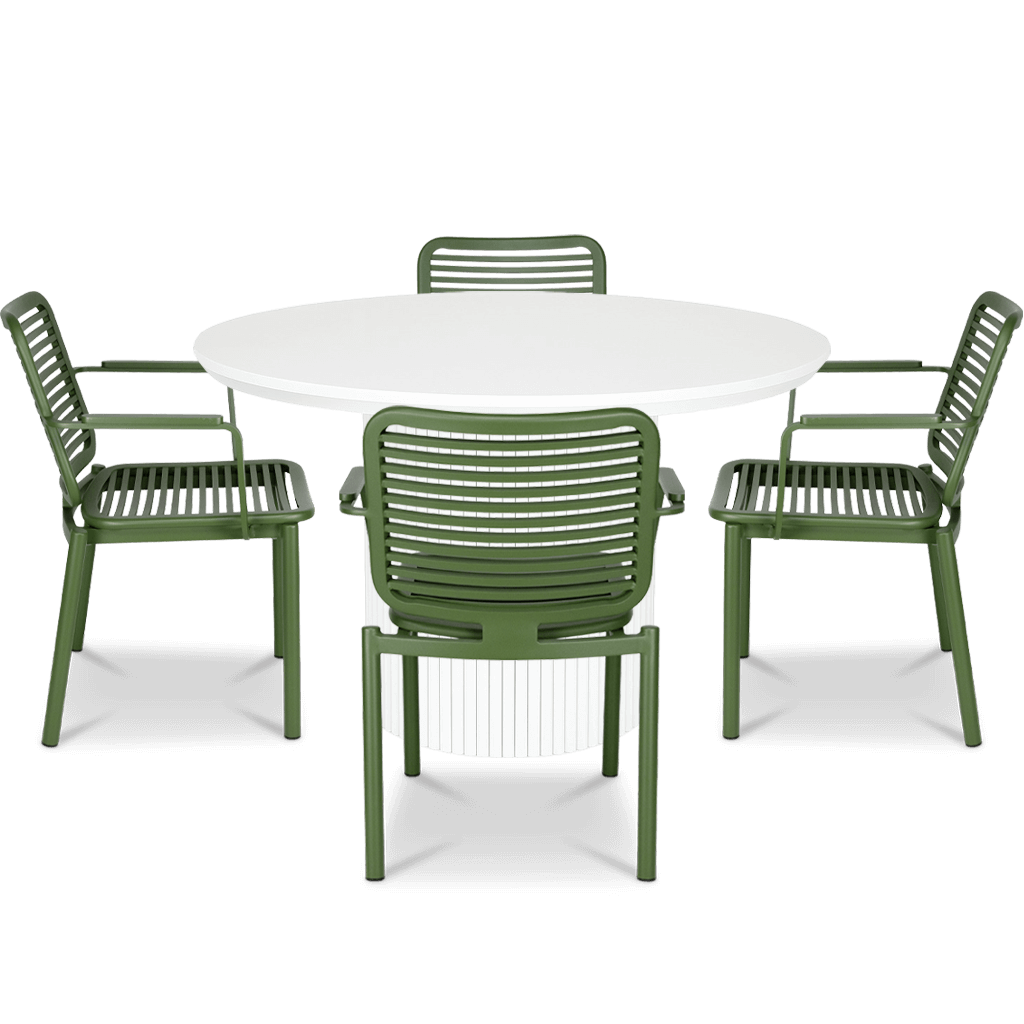 Sanctuary Round 5pc Dining Setting with Aluminium Chairs