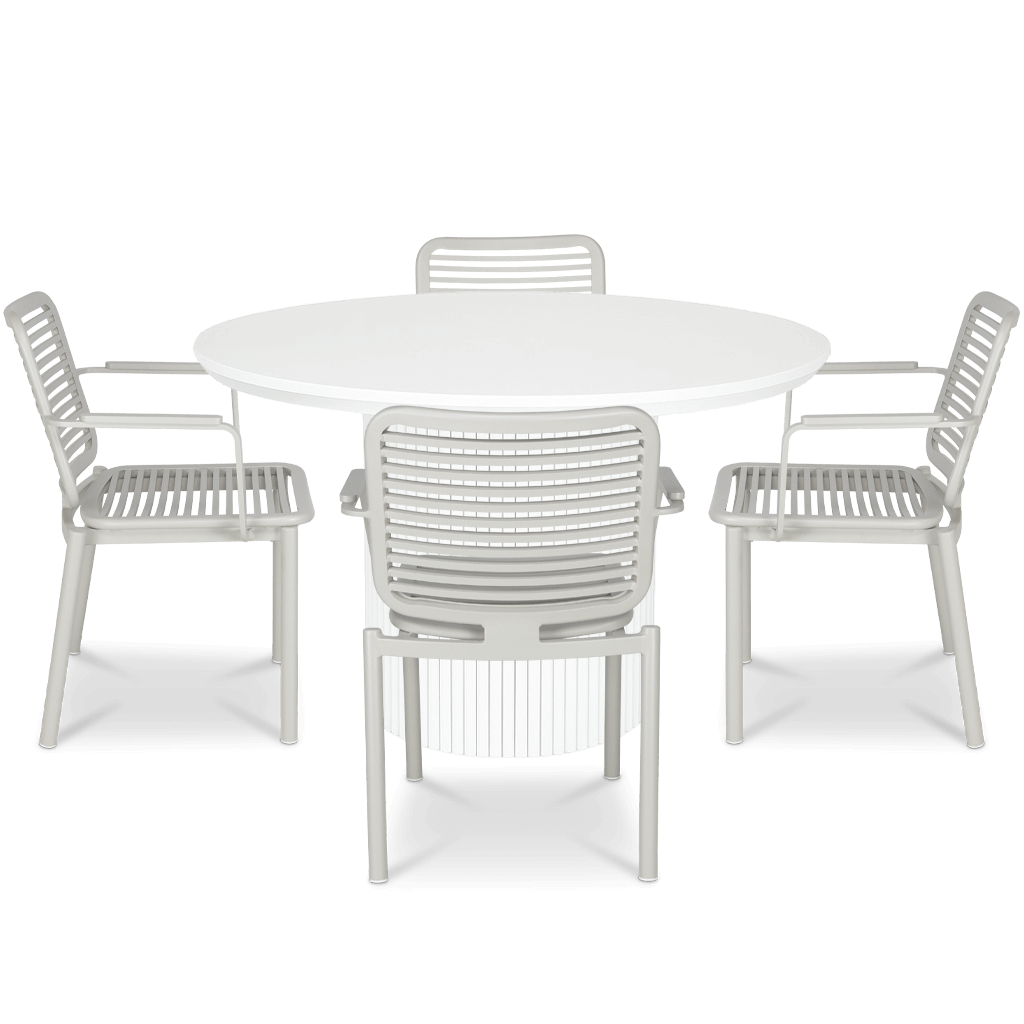 Sanctuary Round 5pc Dining Setting with Aluminium Chairs