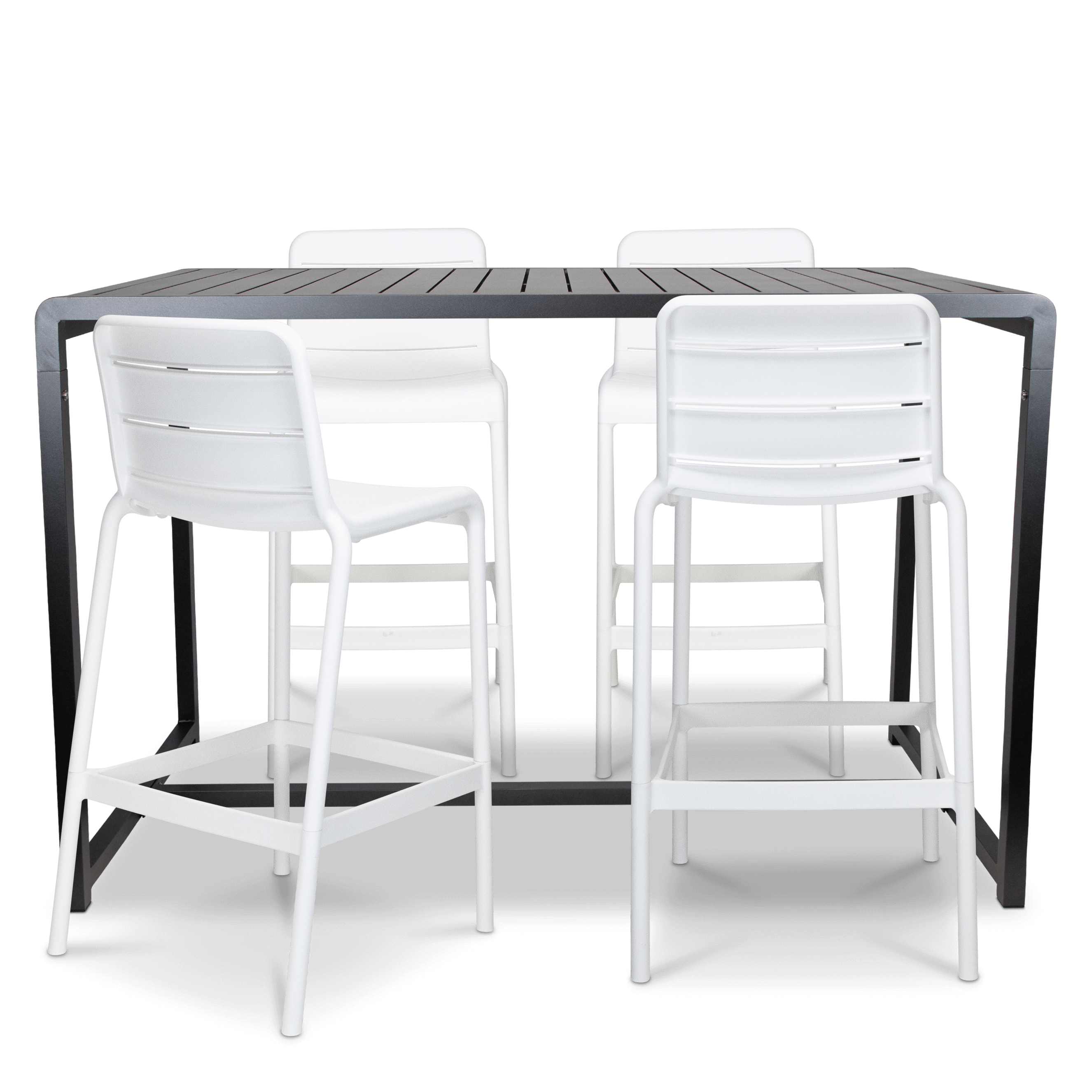 Santorini 5pc Bar Suite in Gunmetal with UV Plastic Outdoor Bar Stools