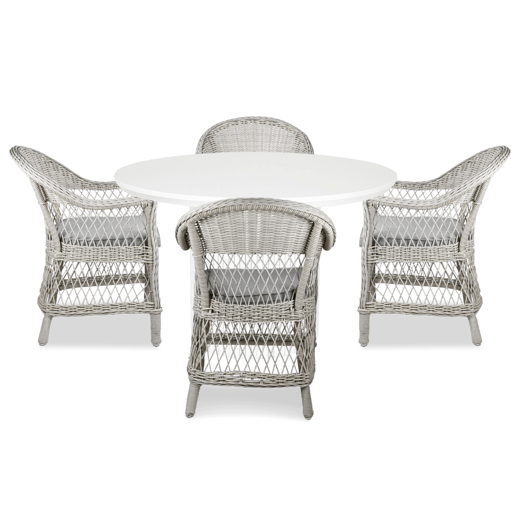 Sanctuary Round 5pc Dining Setting with Wicker Chairs
