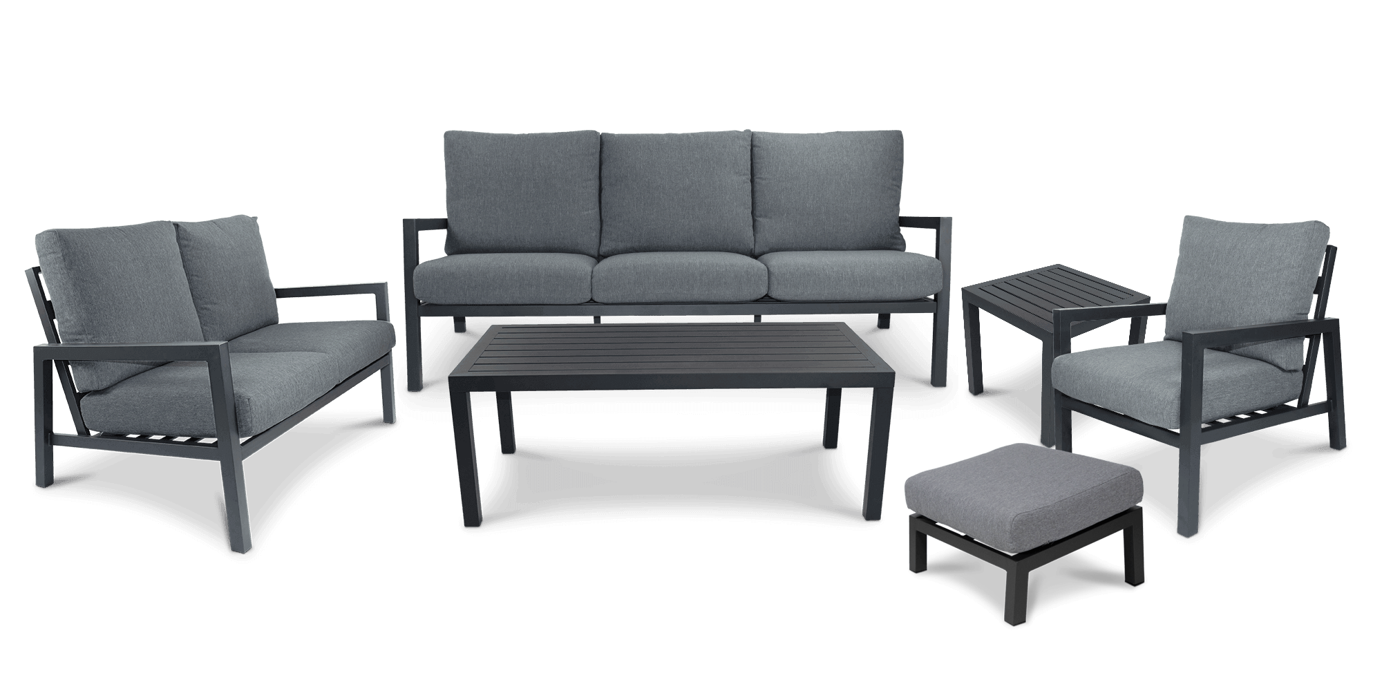 San Sebastian 6pc Outdoor Lounge Suite in Gunmetal with a Foot Stool